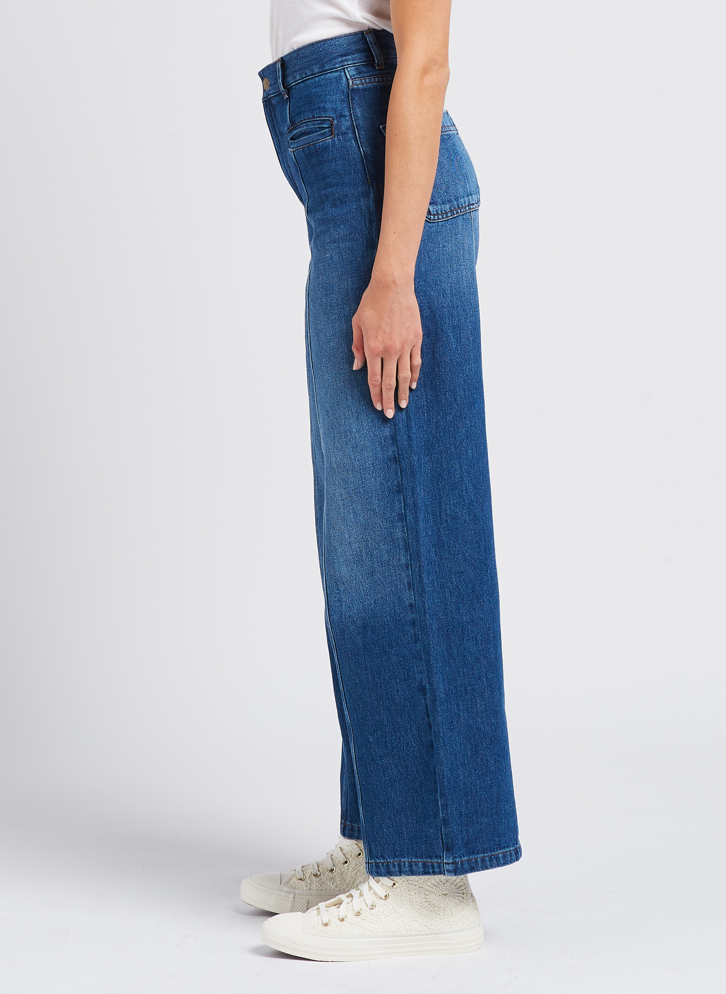 Jean large taille haute INDEE Bleu