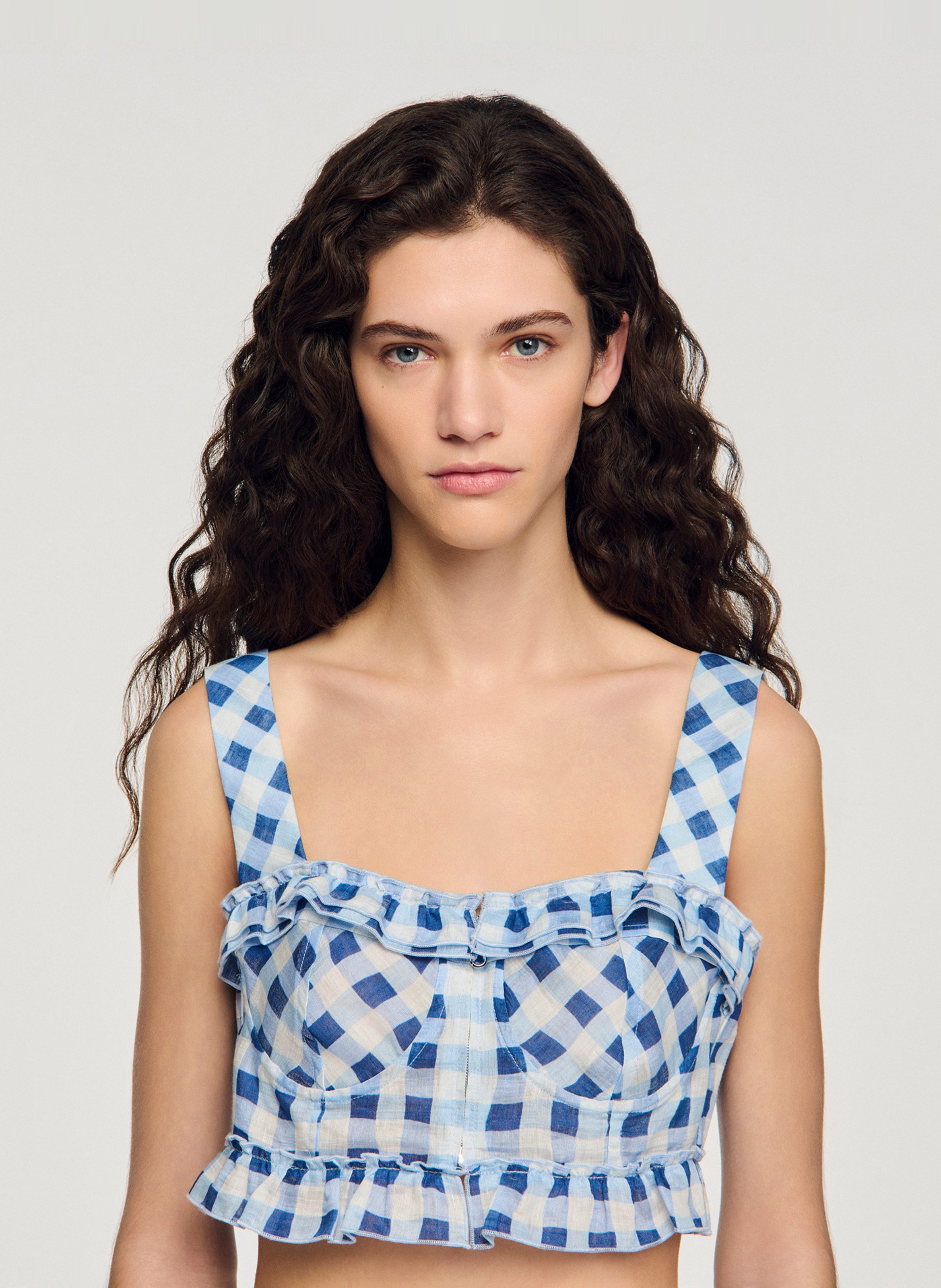 Linnen mix top SANDRO Blauw