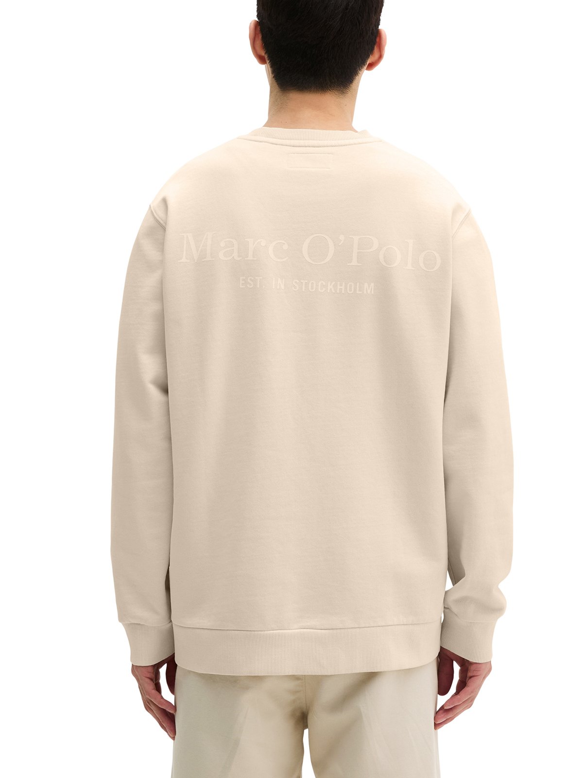 Gerader Rundhalsausschnitt-Sweatshirt aus einfarbiger Baumwolle. MARC O'POLO Beige