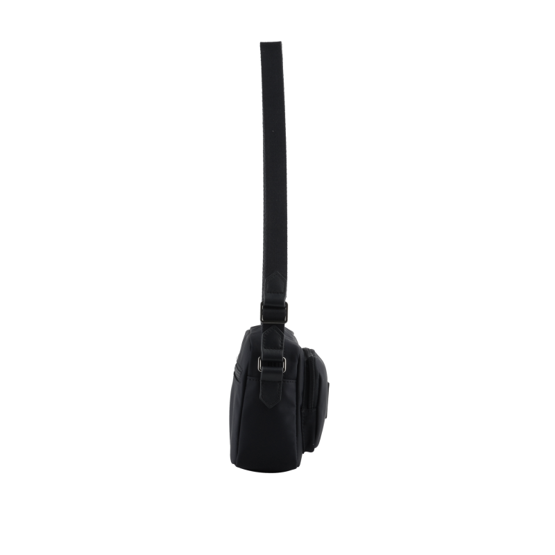 Crossbody bag in canvas trimmed with leather Black