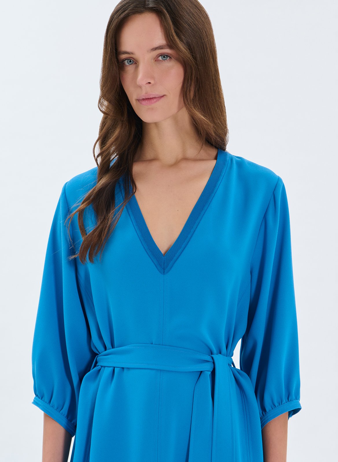 Robe courte col V ZAPA Bleu