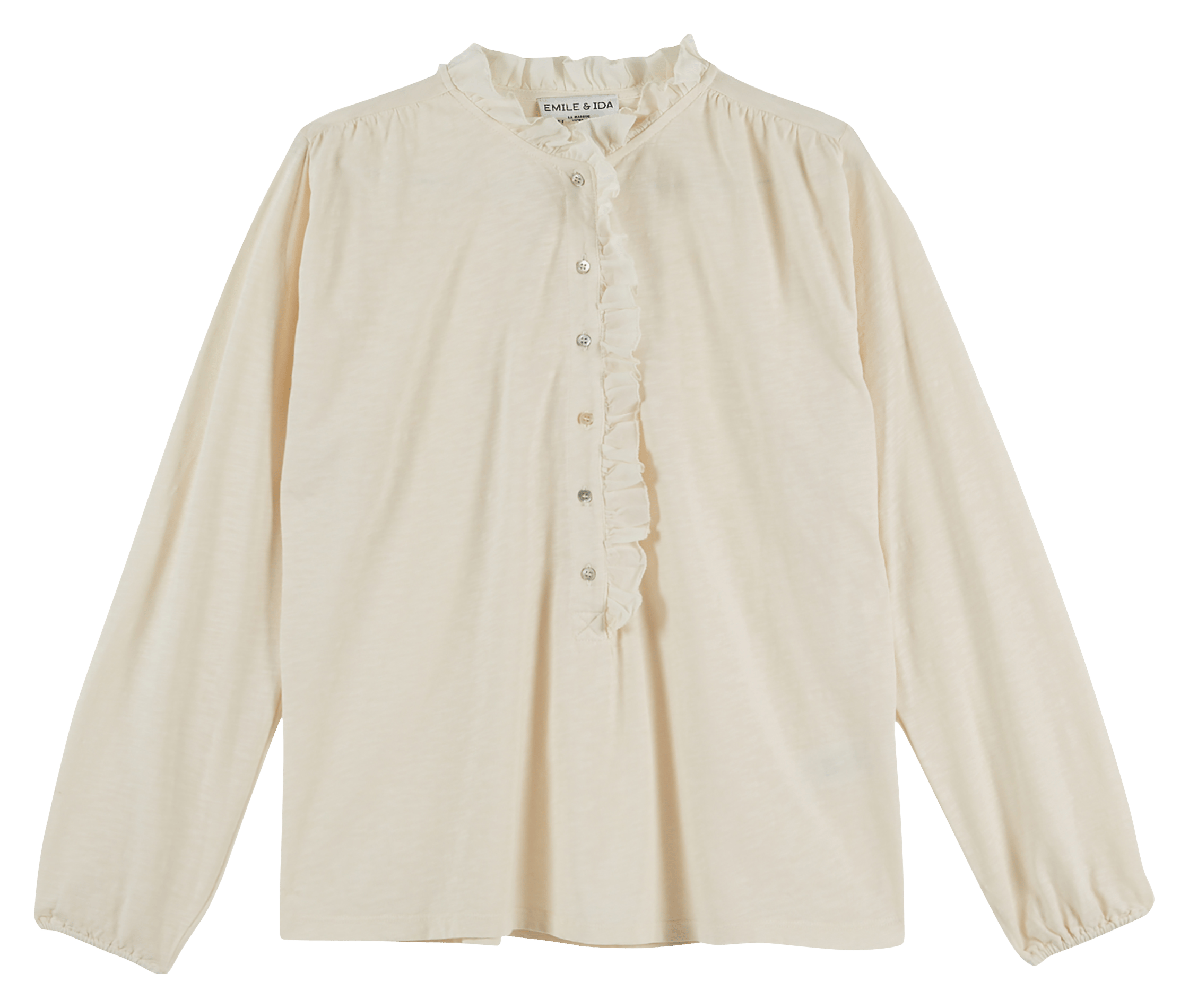 Blusa recta cuello redondo de algodón orgánico EMILE ET IDA Beige