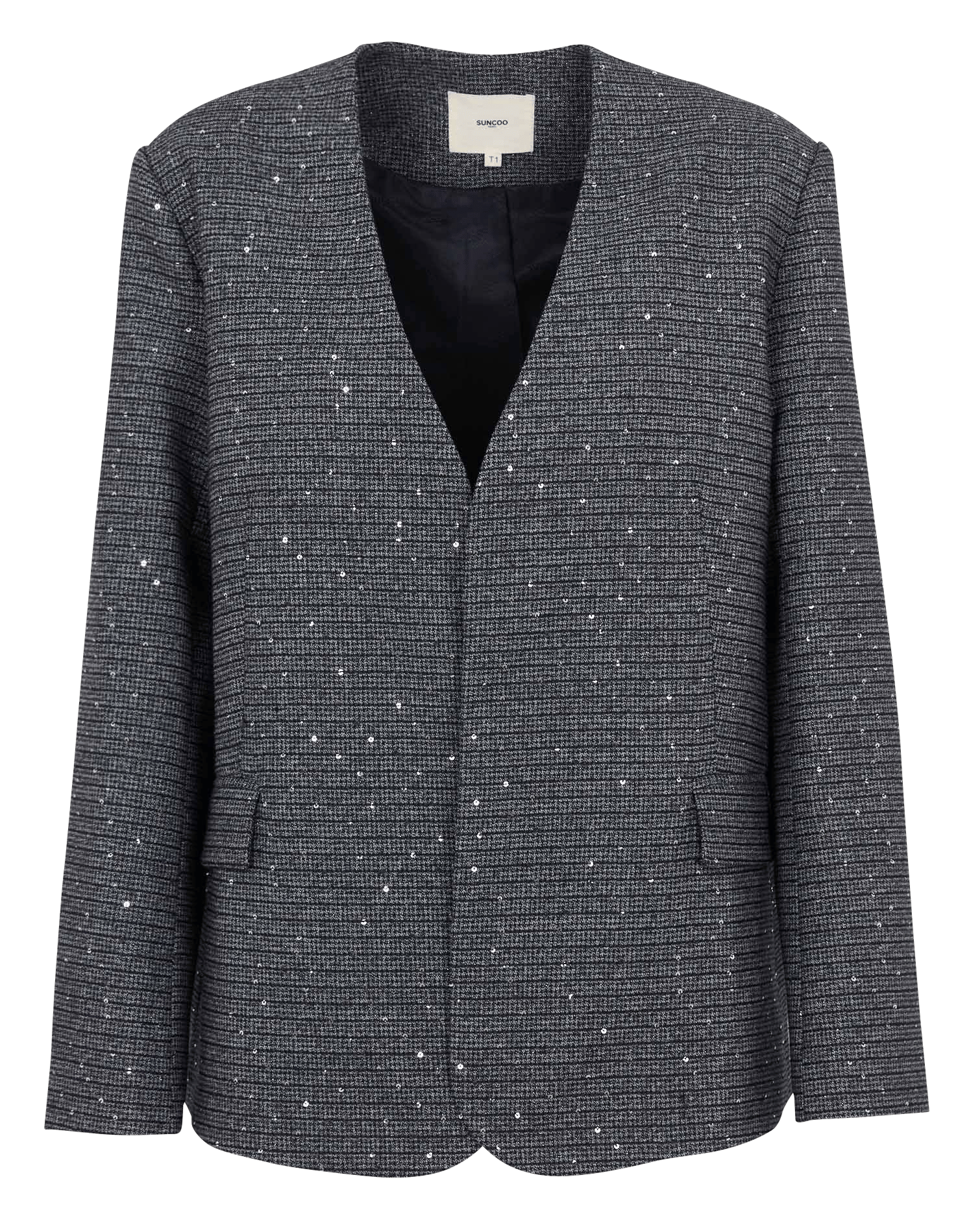 Straight jacket with jacquard sequins SUNCOO Blue