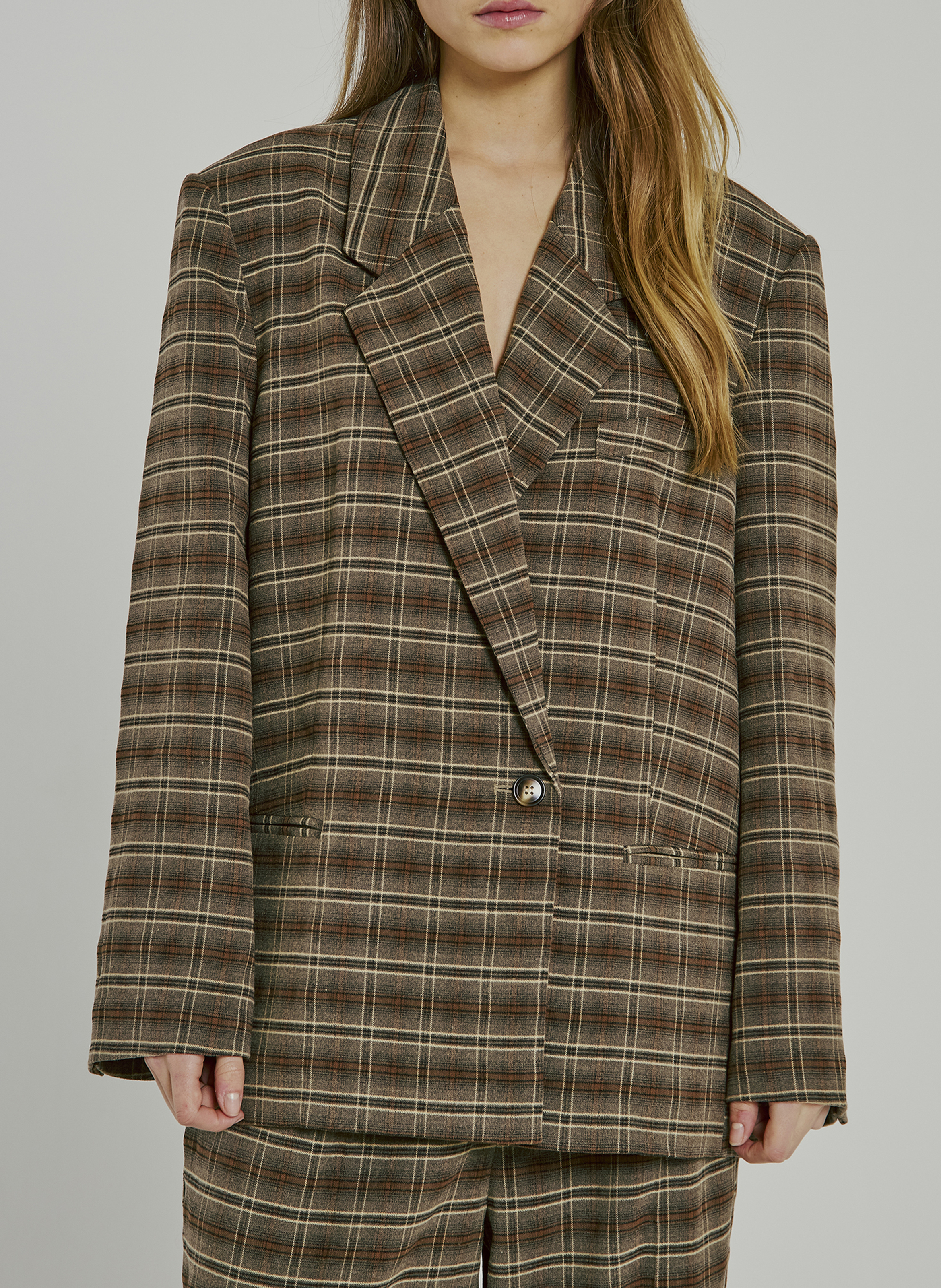 Oversized blazer met ruitjesprint NORR Bruin