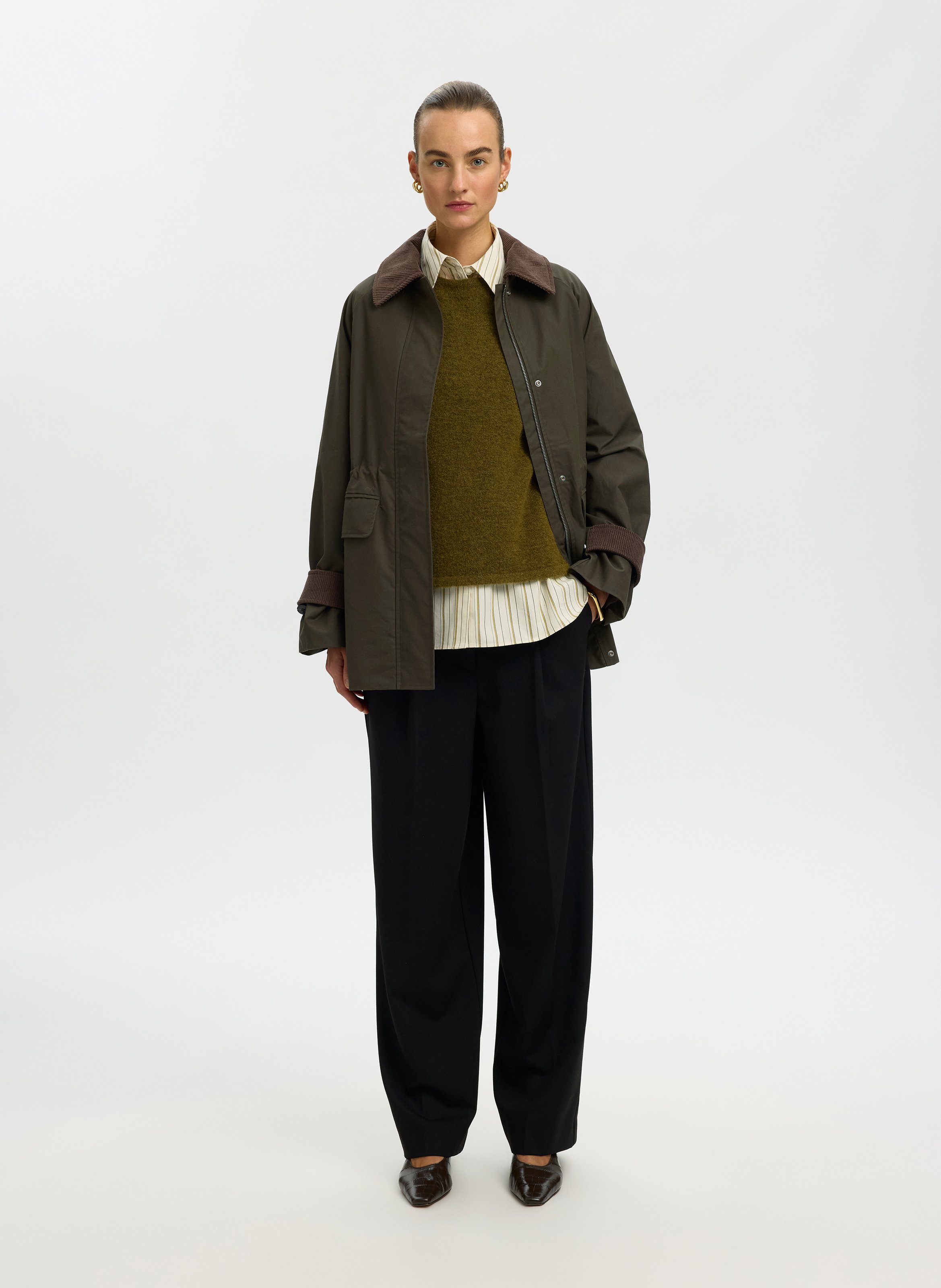 Gerade Baumwolljacke SELECTED Grun