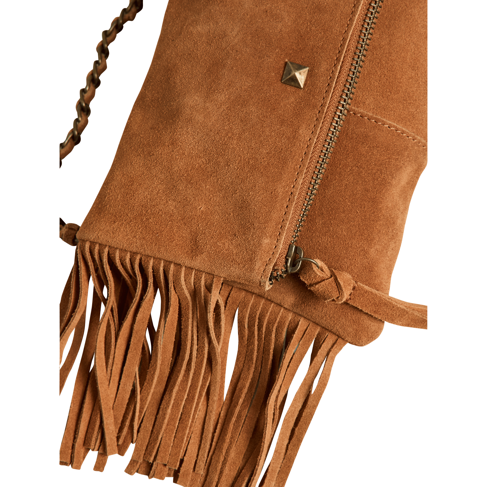 Leather shoulder bag PIECES Brown