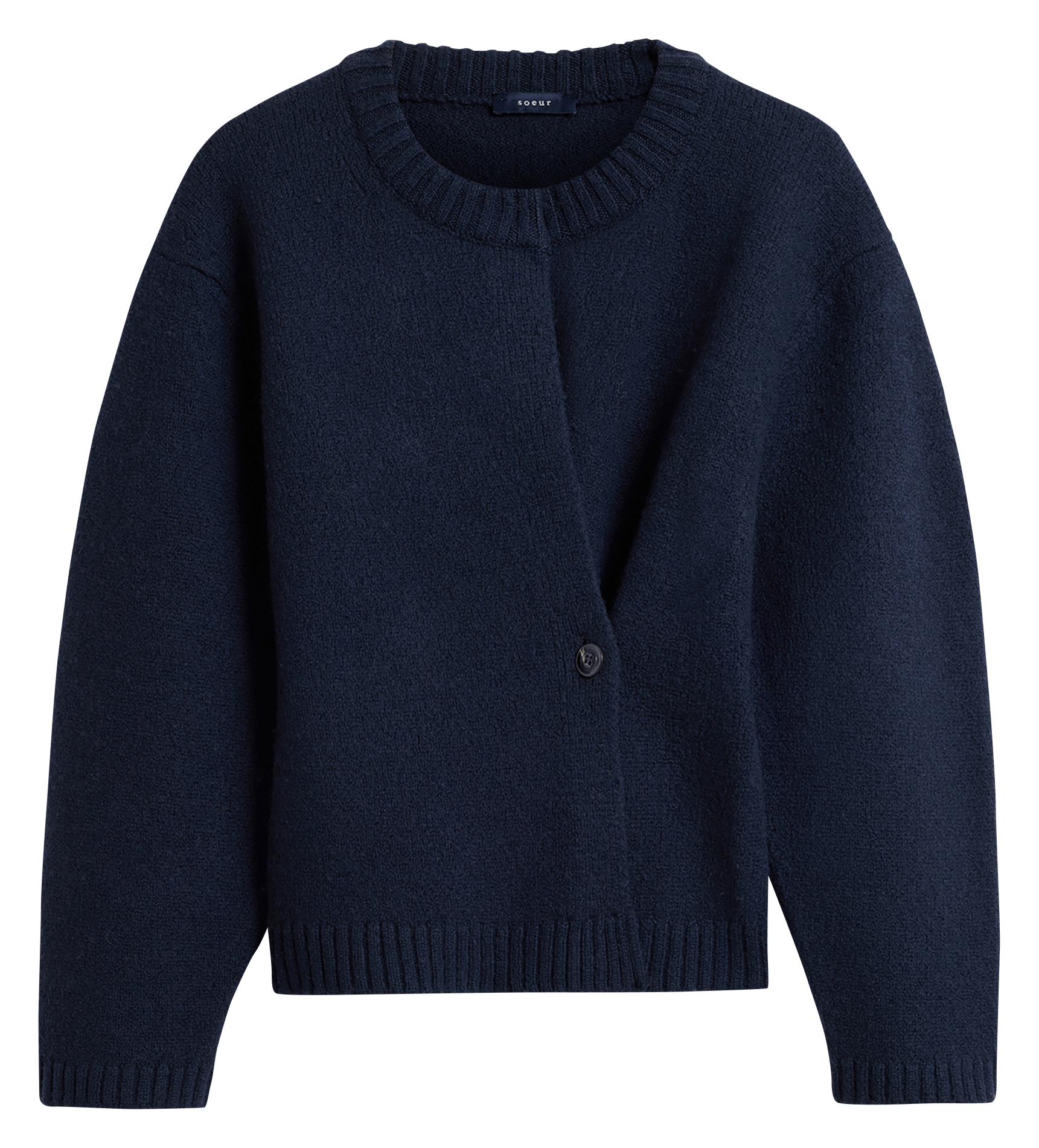 Straight wool blend cardigan SOEUR Blue