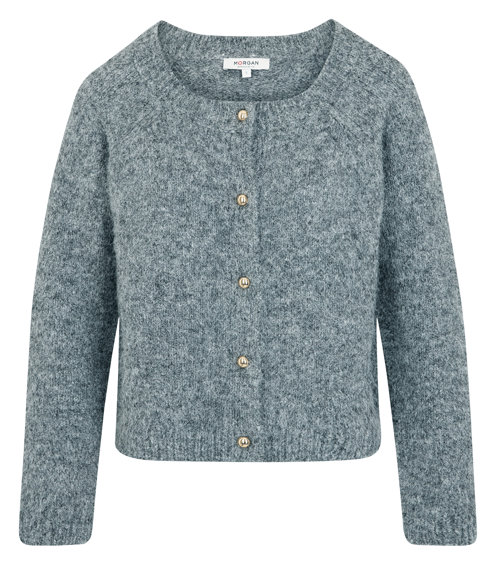 Cardigan droit boutonné en maille MORGAN Gris