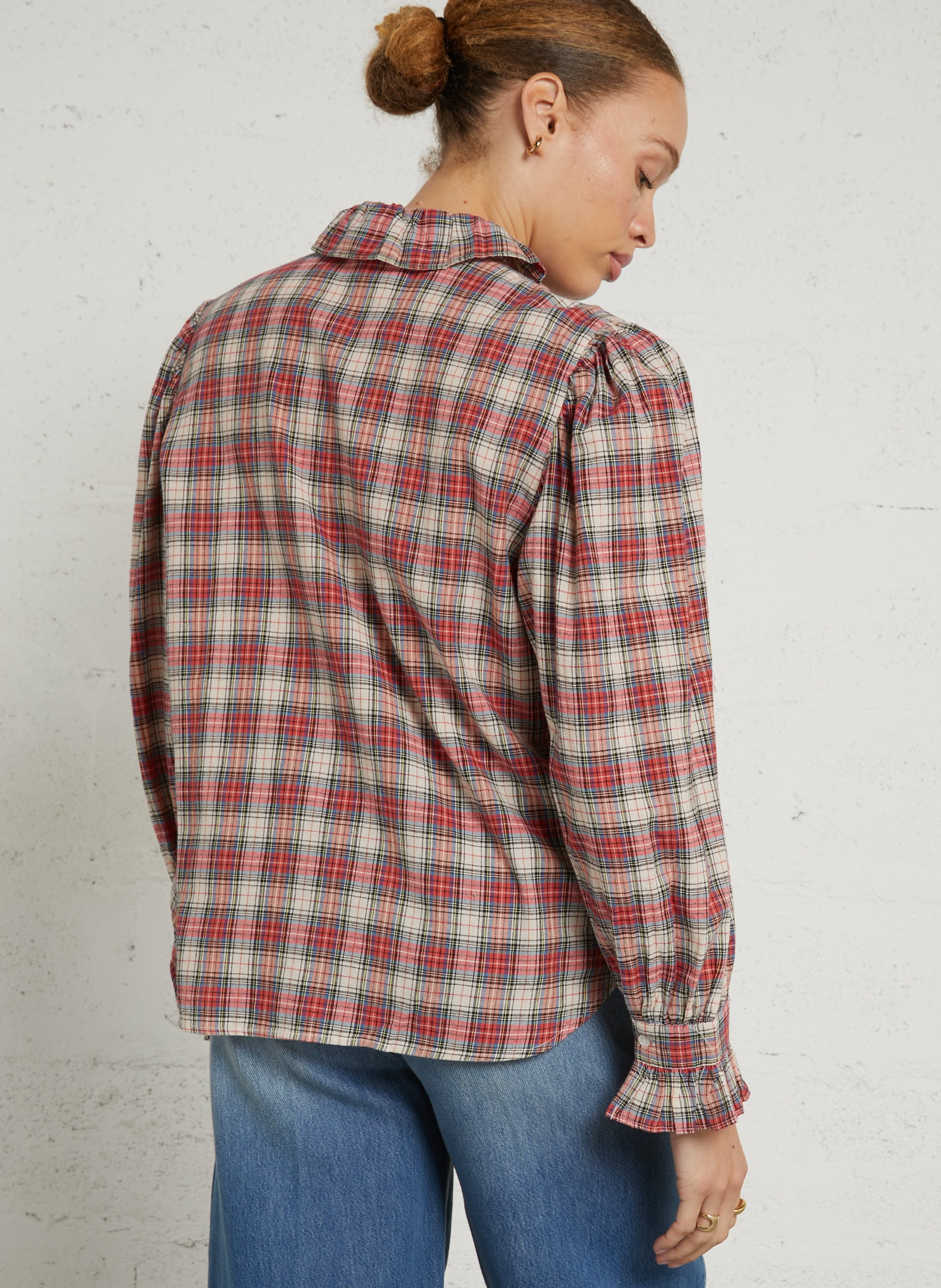 Chemise col rond en coton FEEKA Rouge