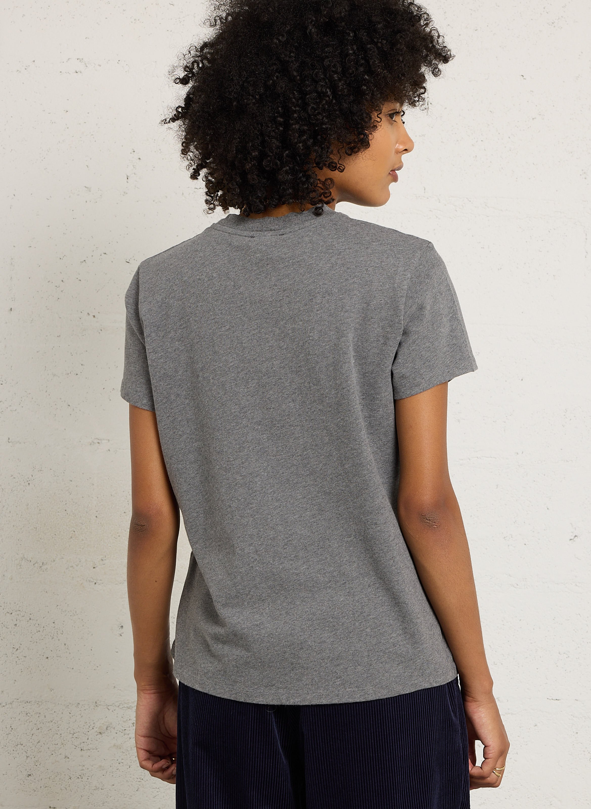 Tee-shirt droit col rond en coton AMERICAN VINTAGE Gris