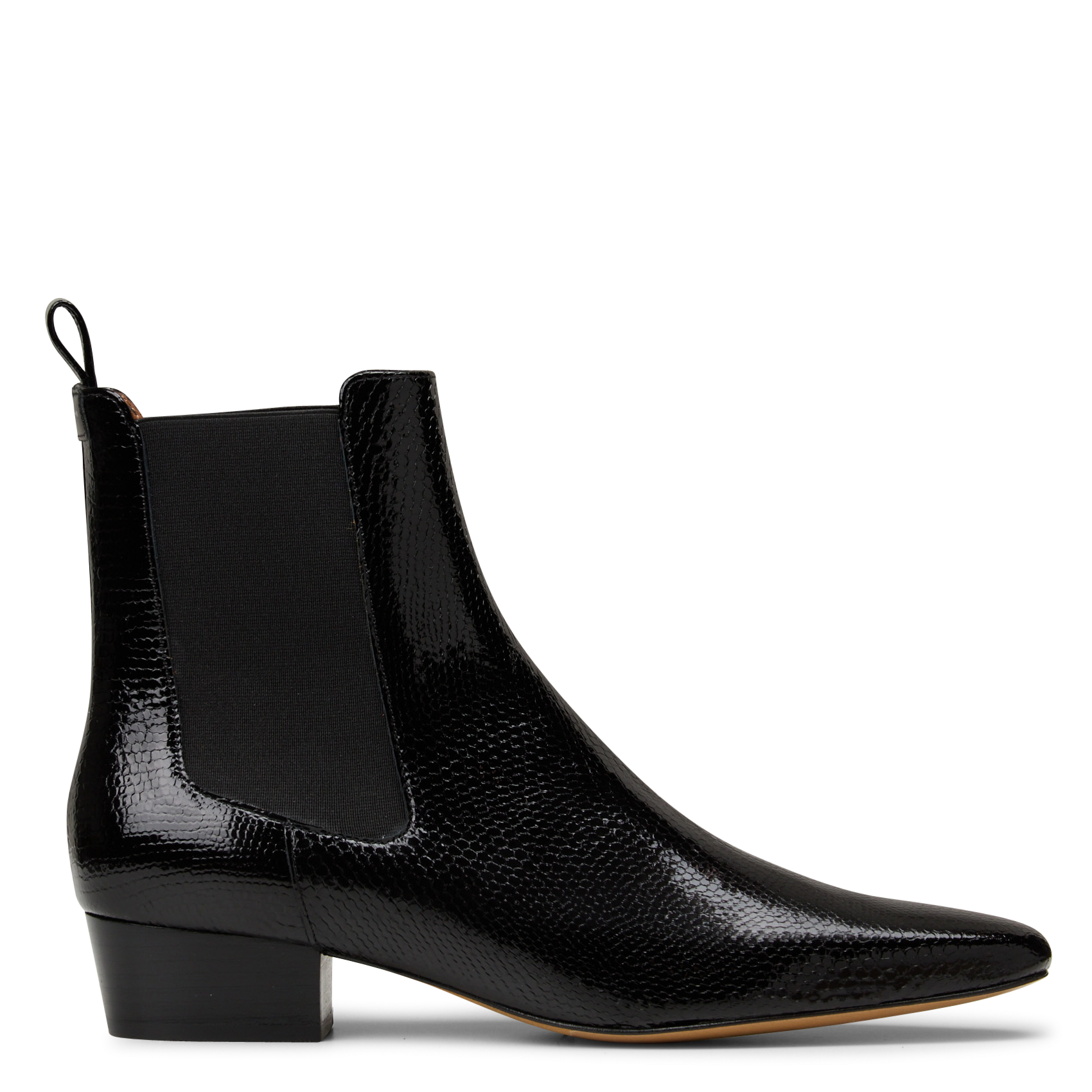 Bottines bout carré en cuir vernis ANTHOLOGY PARIS Zwart