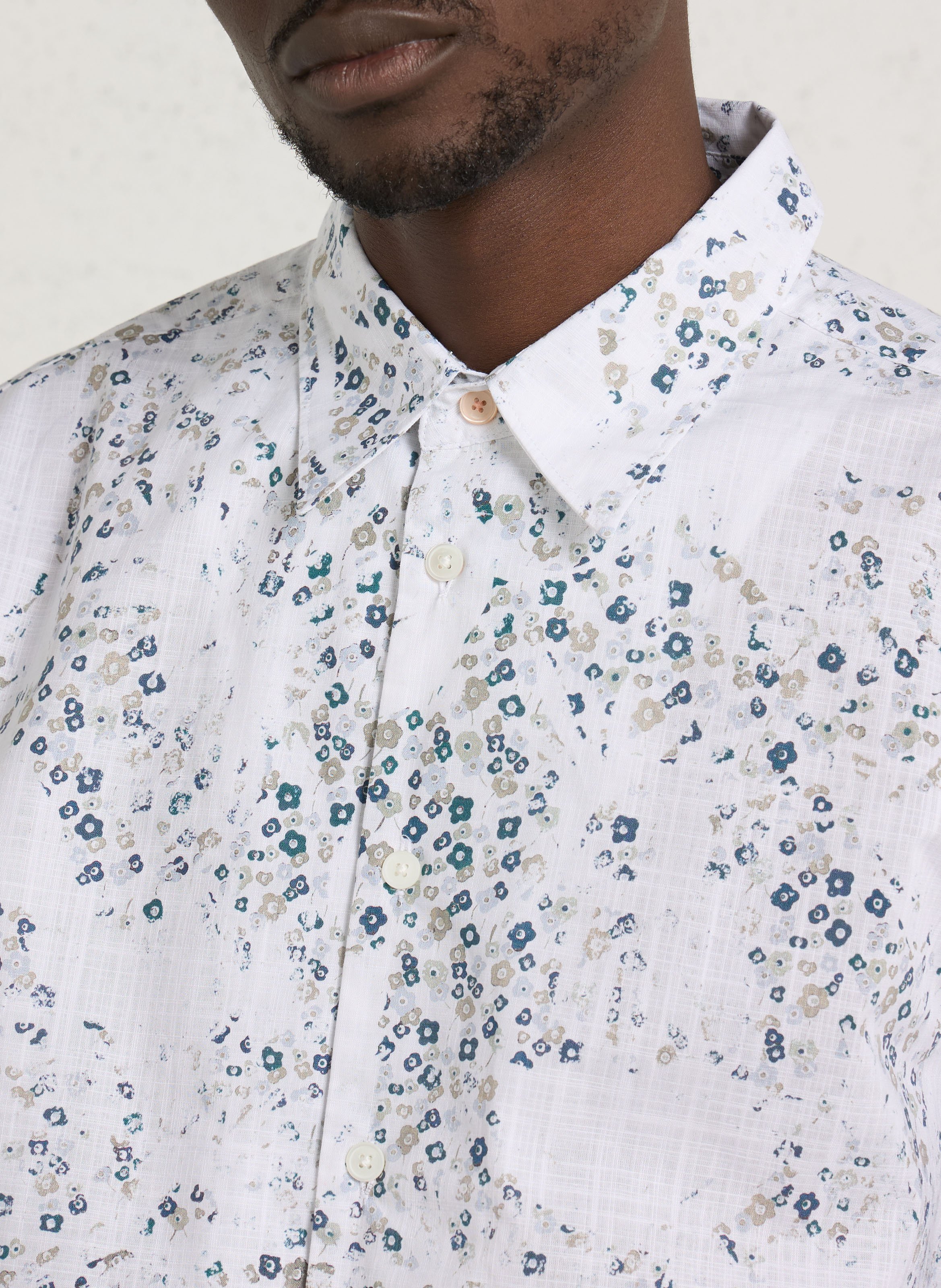Chemise imprimée col classique en coton PAUL SMITH Blanc
