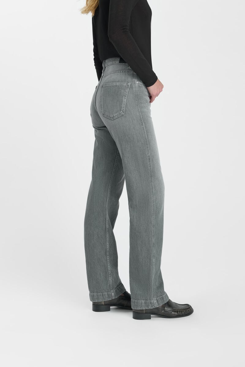 High-waisted straight-leg zip jeans LE TEMPS DES CERISES Grey