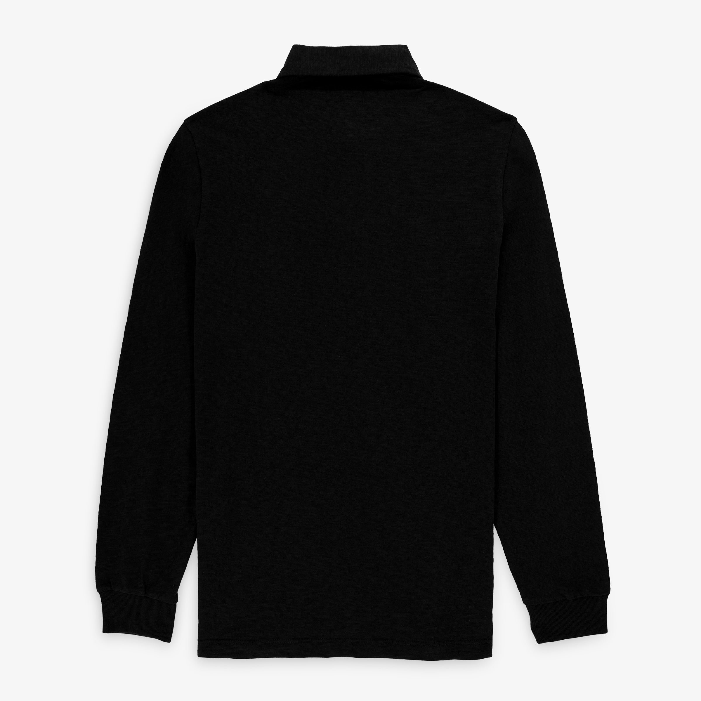Men’s long-sleeved rugby polo shirt, 100% cotton SERGE BLANCO Black