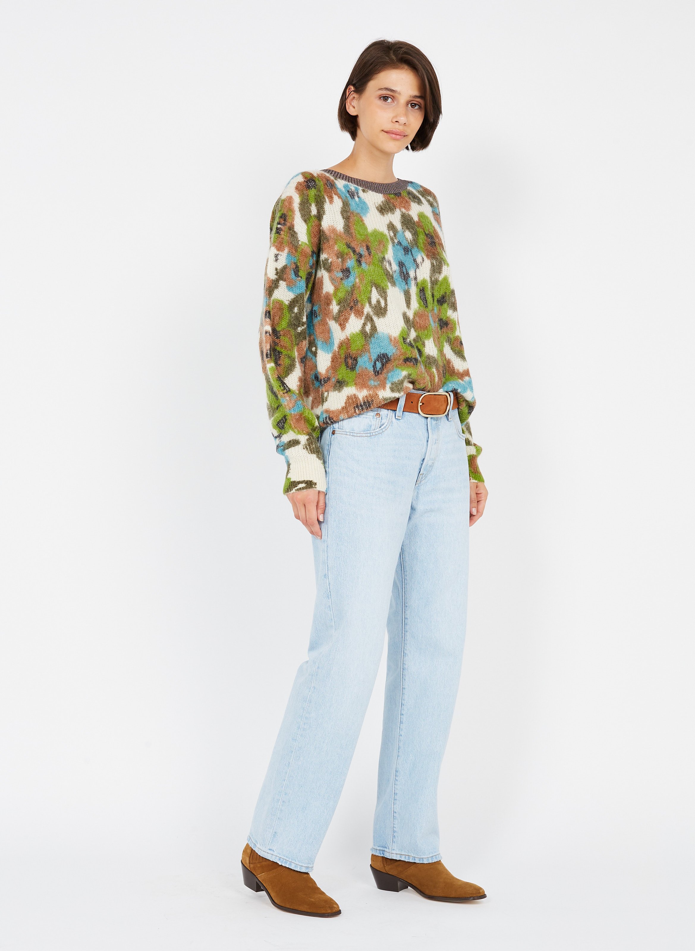 Ceinture en cuir grainé  ONE STEP Marron