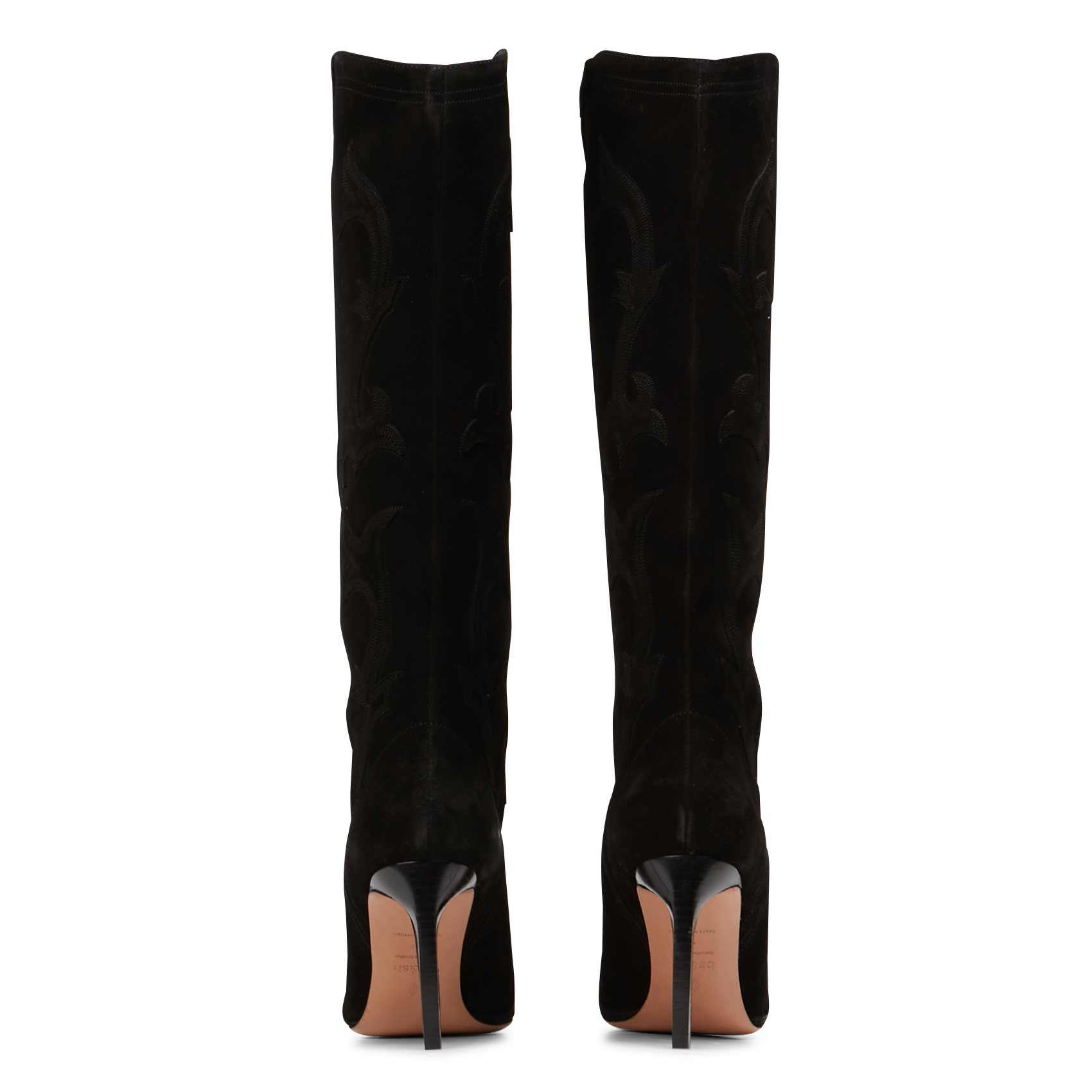 Bottes à talon en cuir velours BA&SH Noir