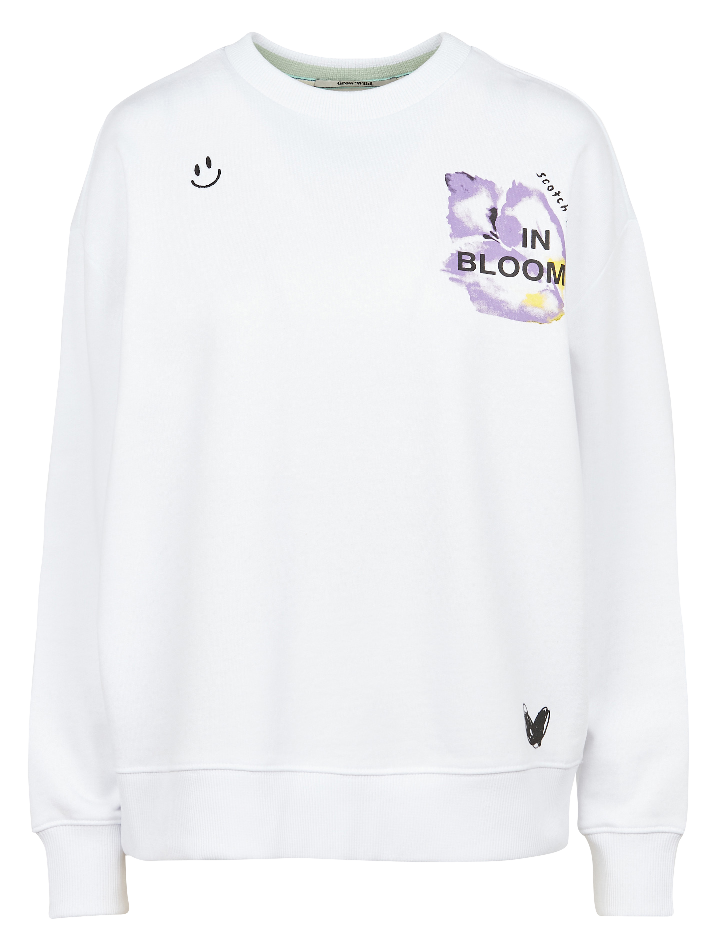 Sweat col rond sérigraphié en coton bio SCOTCH AND SODA Blanc
