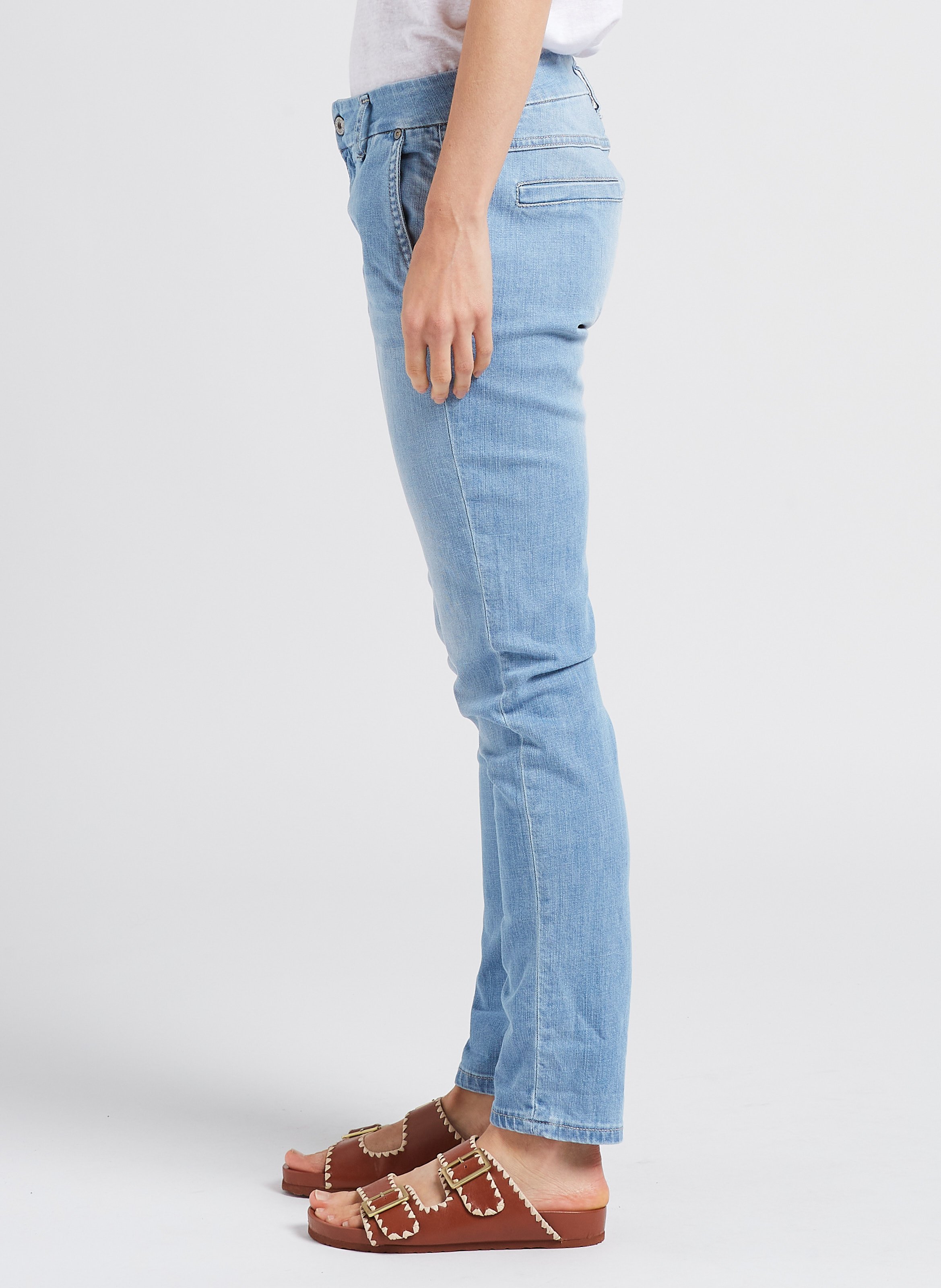 Jean slim taille haute en coton stretch PLEASE Bleu
