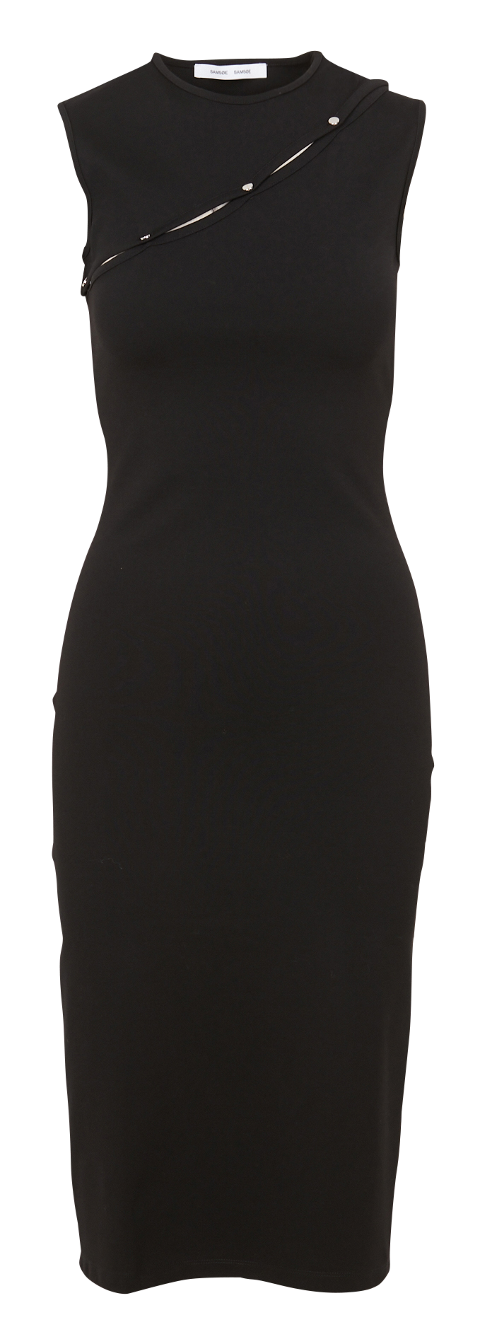 Midi dress with round neck and openwork cut-out SAMSOE SAMSOE Black