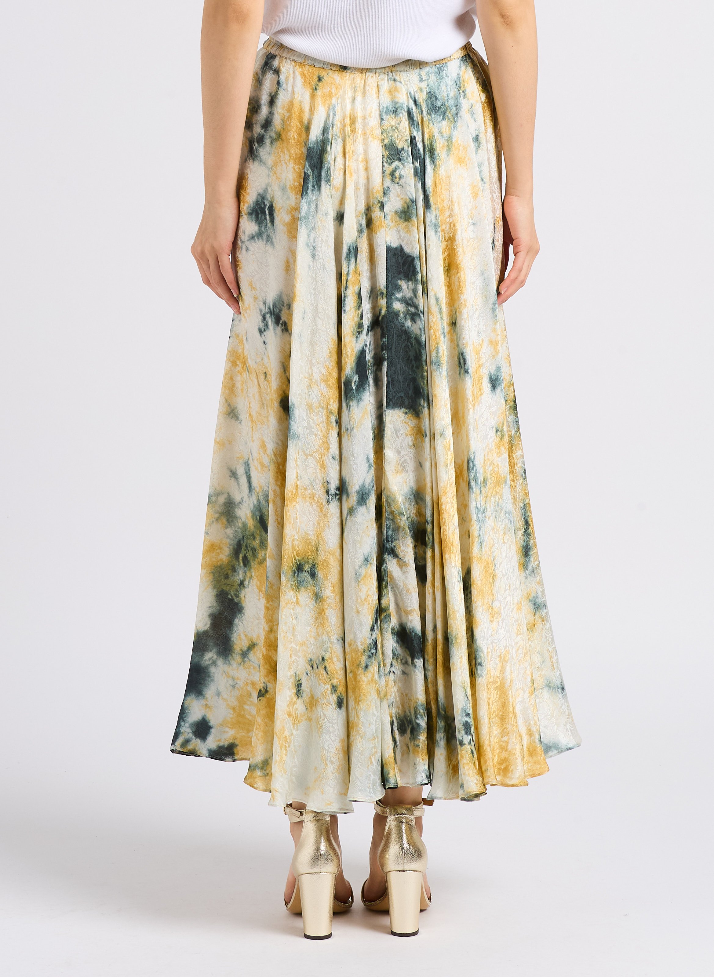 Jupe midi évasée en jacquard imprimé MES DEMOISELLES Multicolore