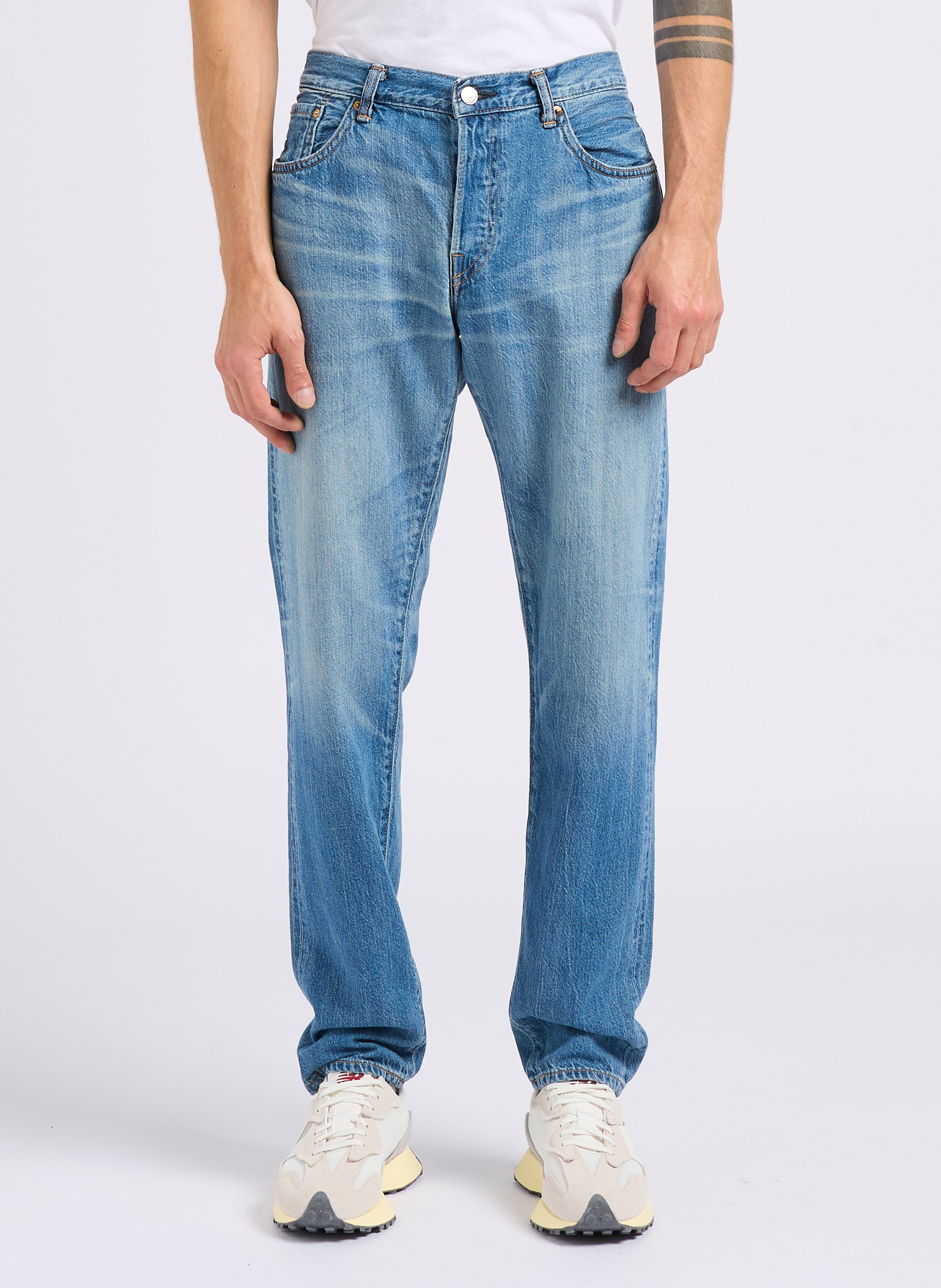 Straight-leg faded cotton jeans EDWIN Blue