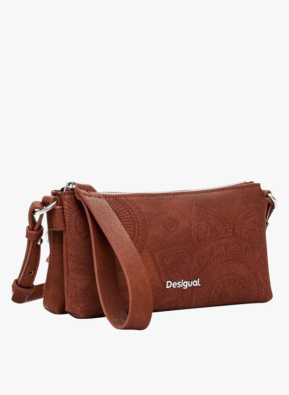 Sac Bandouliere Brode Effet Cuir Marron Desigual Femme 24WAYP20 6011 MARRON Place des Tendances