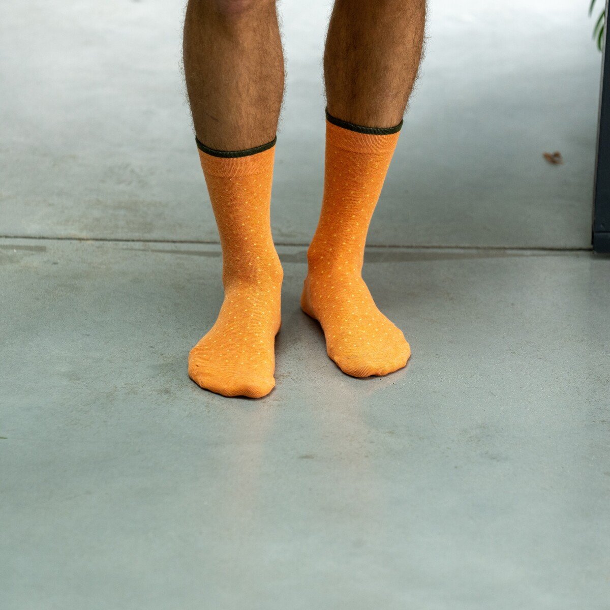 Combed cotton socks with polka dots BILLYBELT Orange