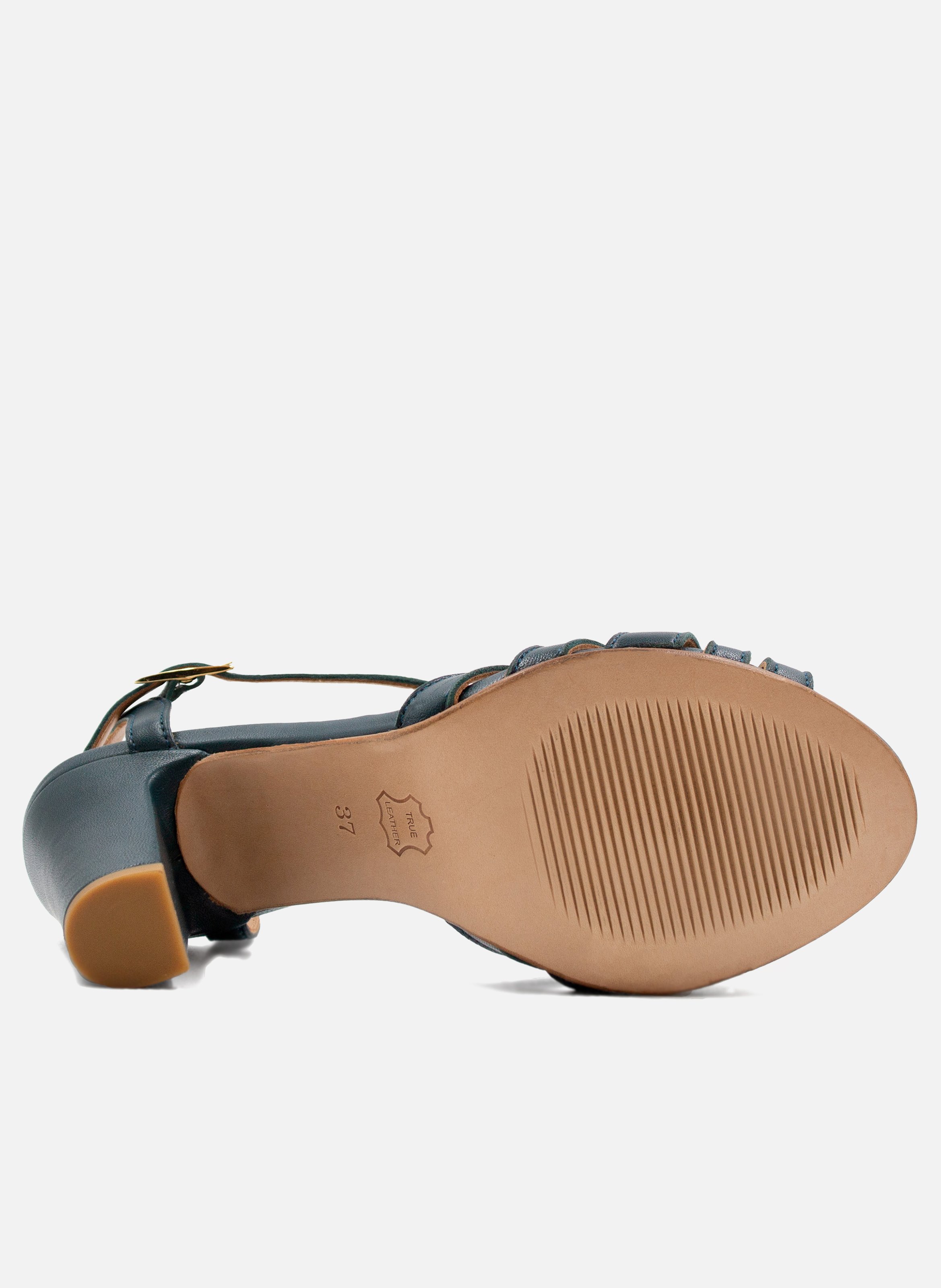 Leather strappy sandals with heels JULES & JENN Green