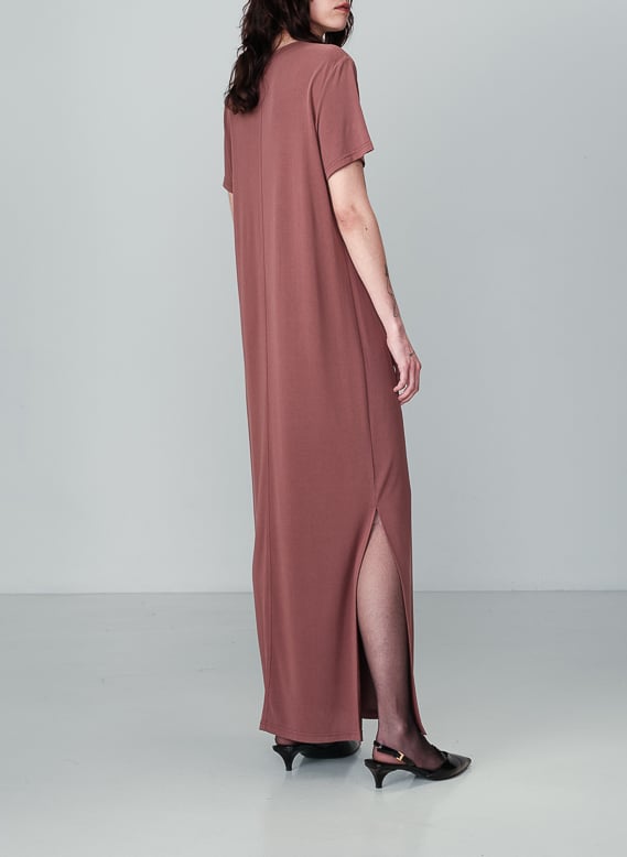 Robe longue manches courtes  GRACE ET MILA Marron