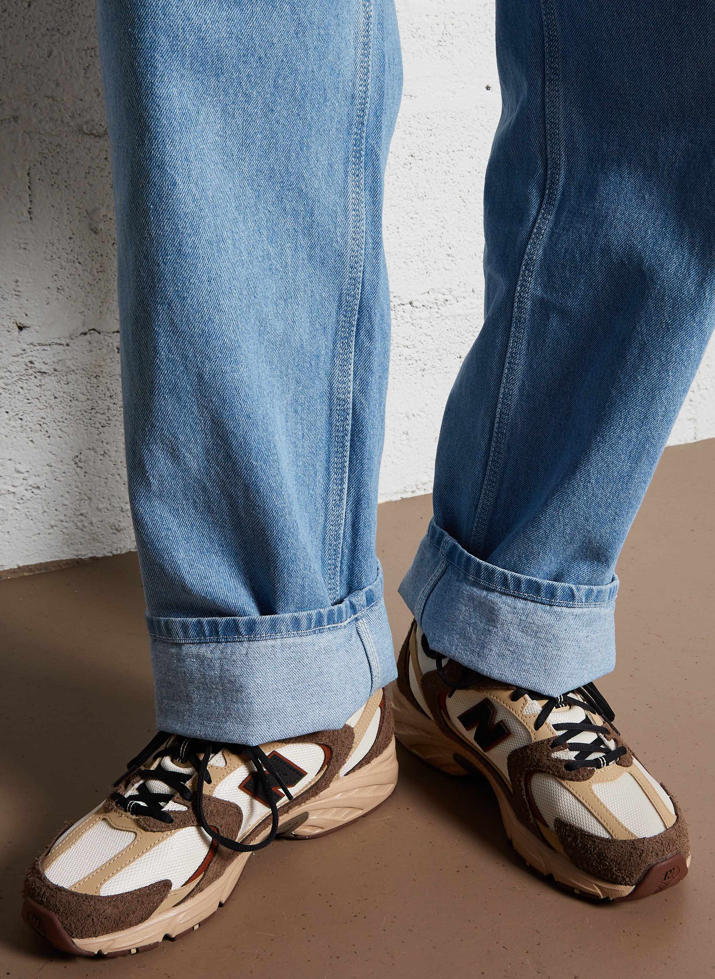 Baskets basse en cuir mélangé NEW BALANCE Marron