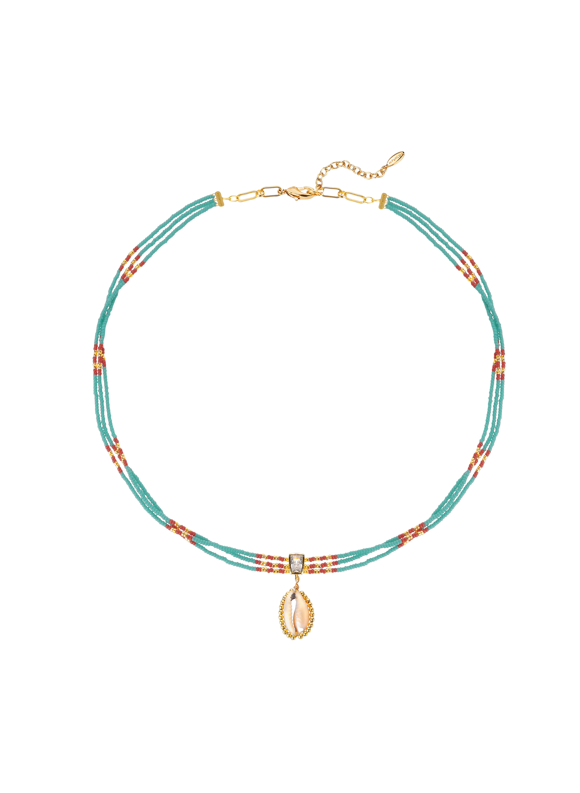 Adjustable multi-strand necklace with pearl and central pendant HIPANEMA Blue