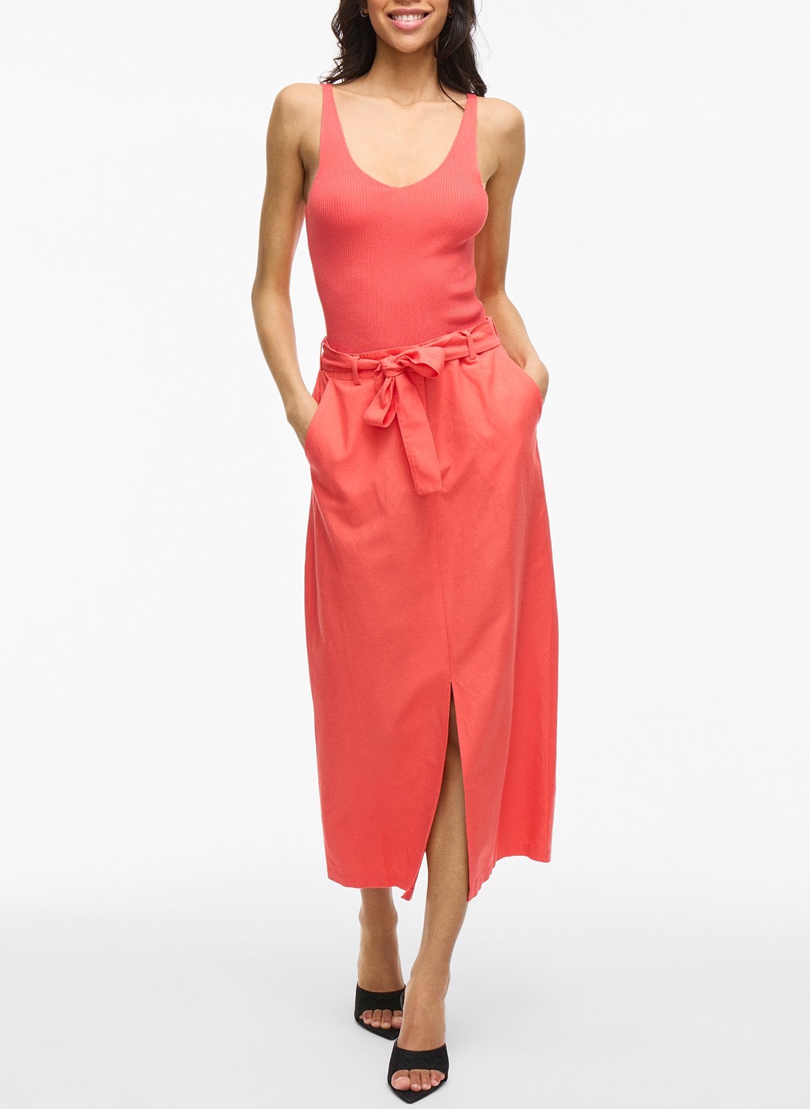 Débardeur ajusté côtelé VILA Rose