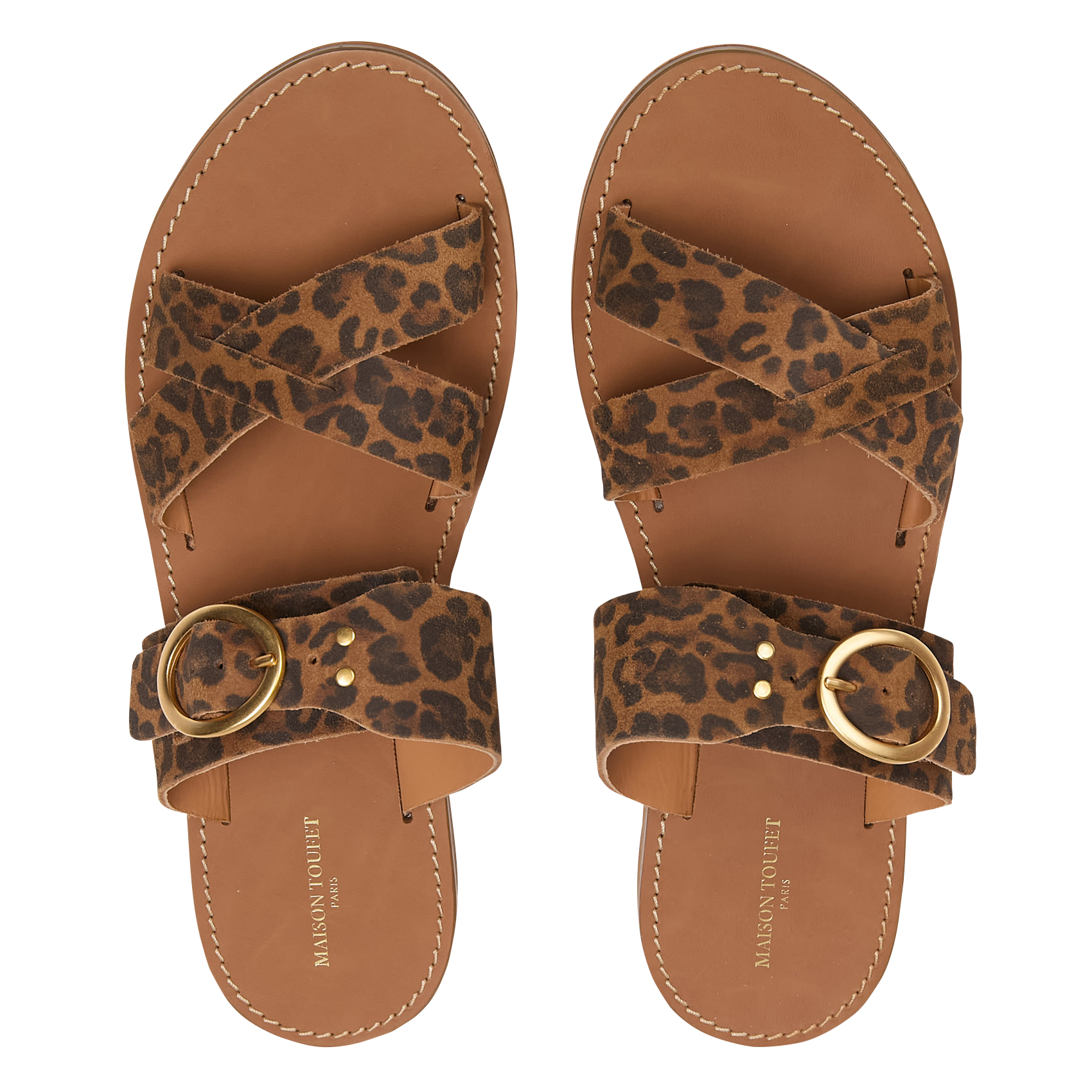 Flat calfskin leather sandals MAISON TOUFET Multicolored