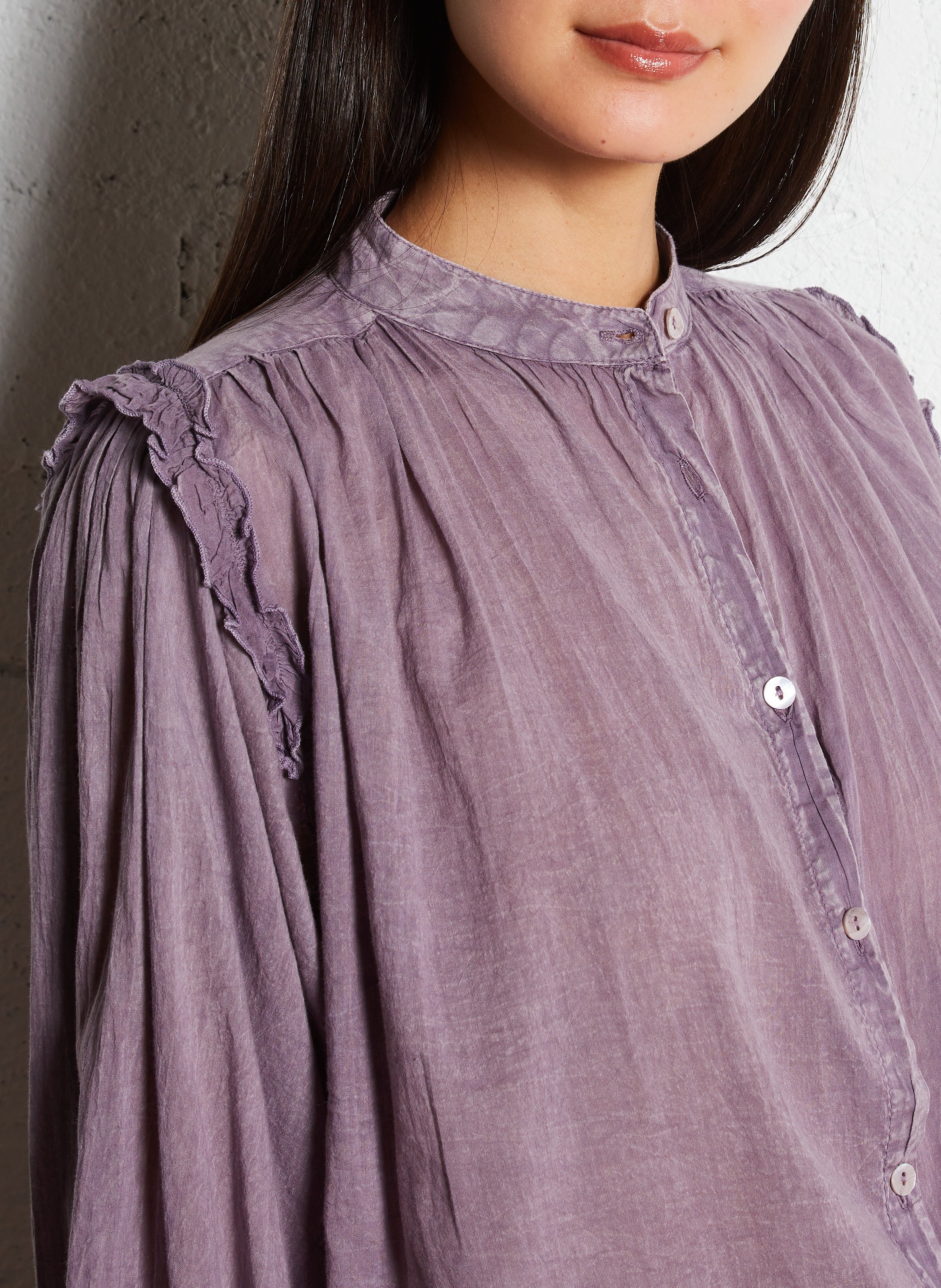 Buttoned round-neck blouse MES DEMOISELLES Purple