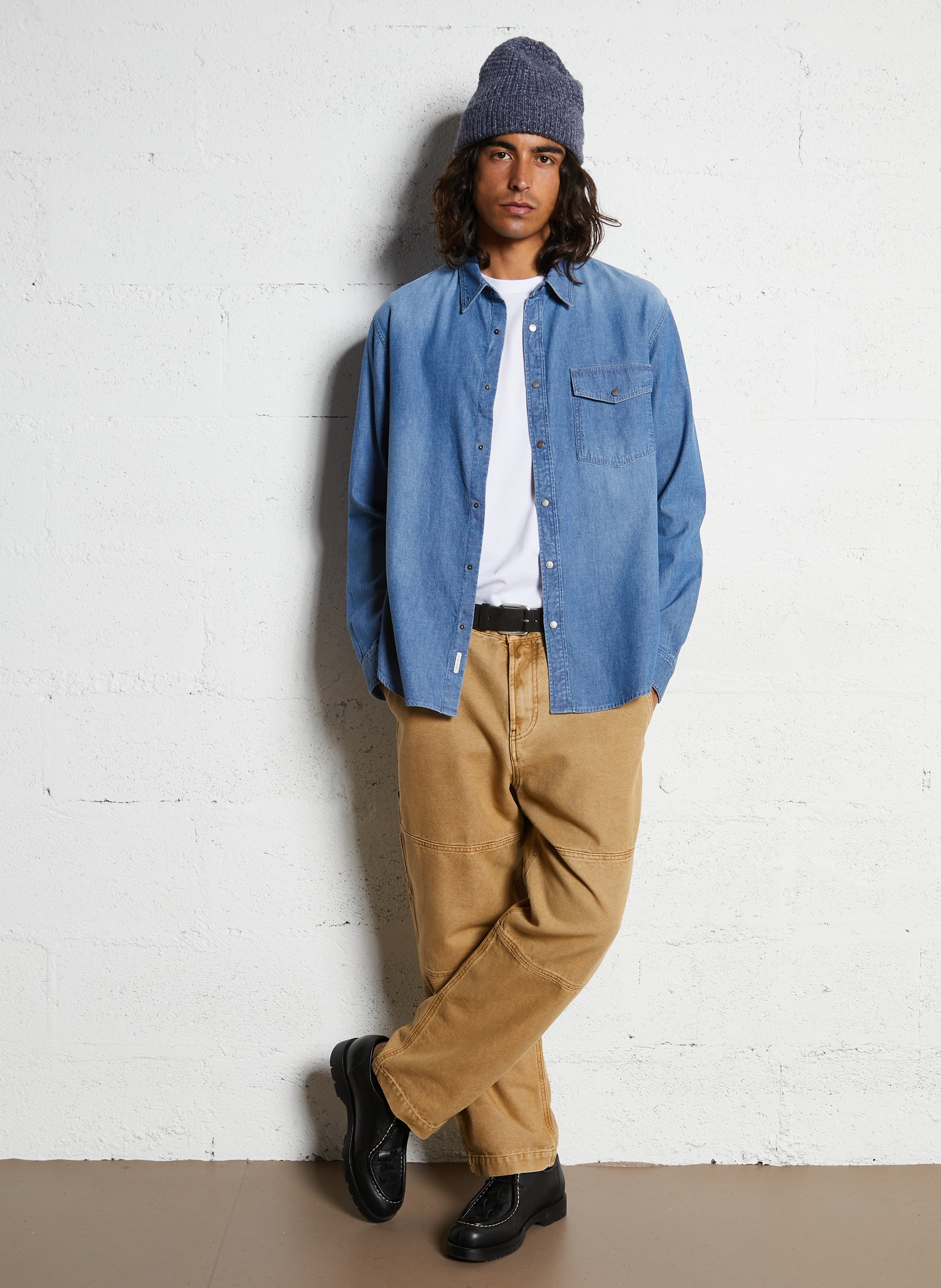 Gerade geschnittenes Jeanshemd mit Knopfleiste IKKS Blau