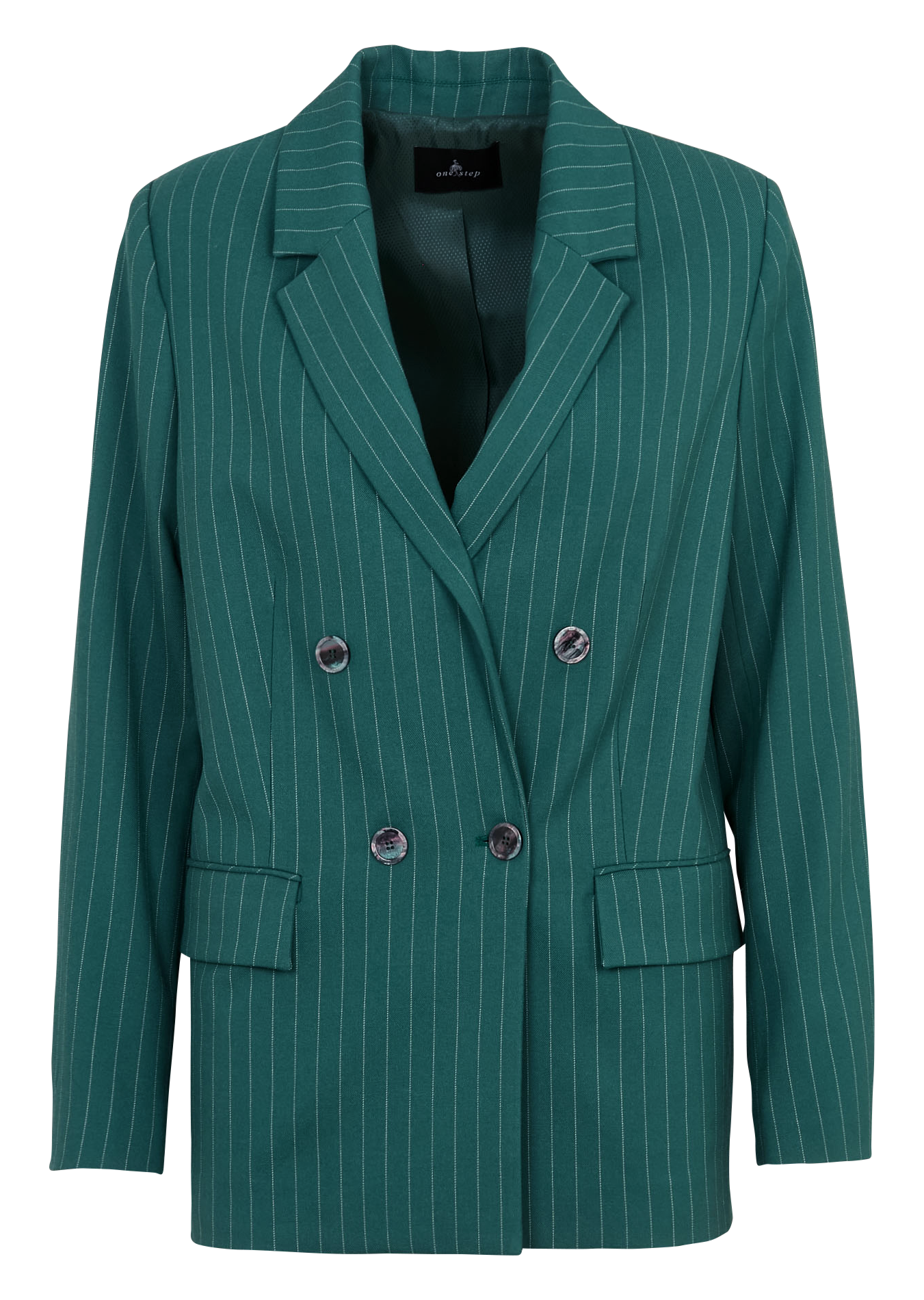 Straight tailored blazer with pinstripes ONE STEP Green