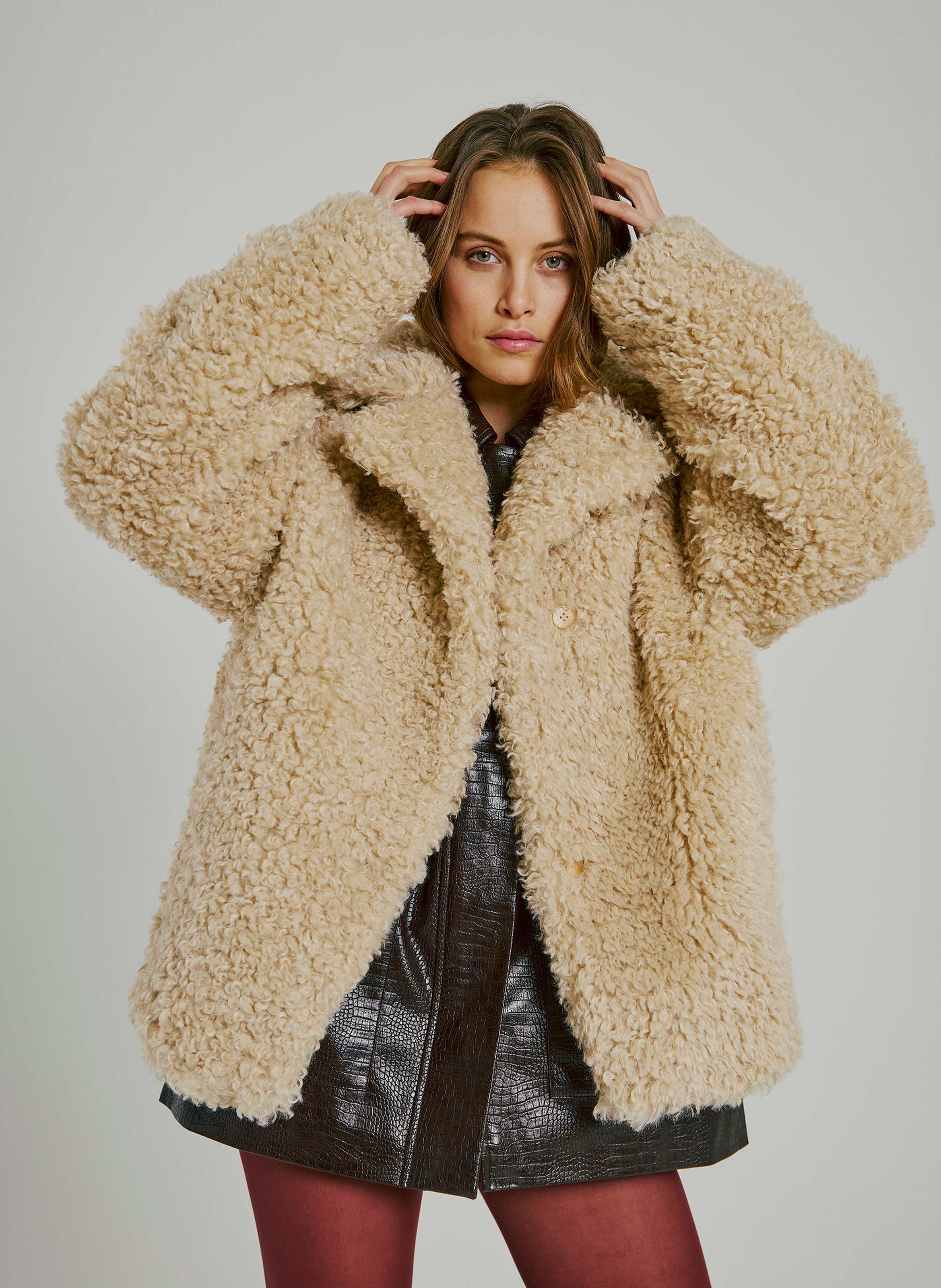 Veste col classique en fausse fourrure NORR Blanc