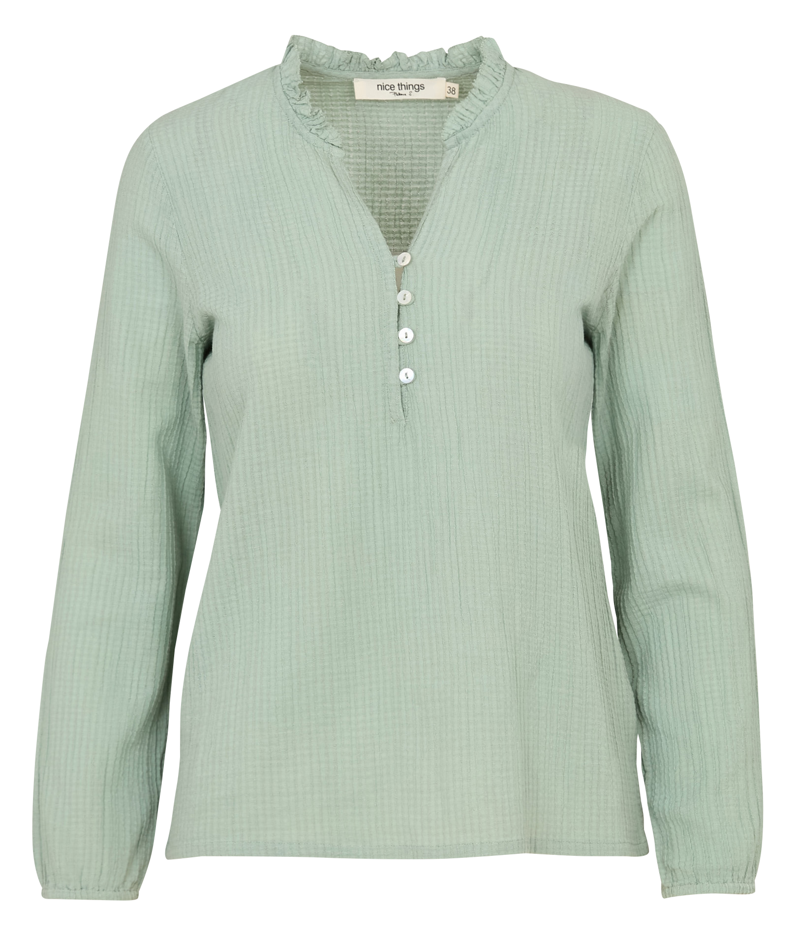 Cotton straight top NICE THINGS Green