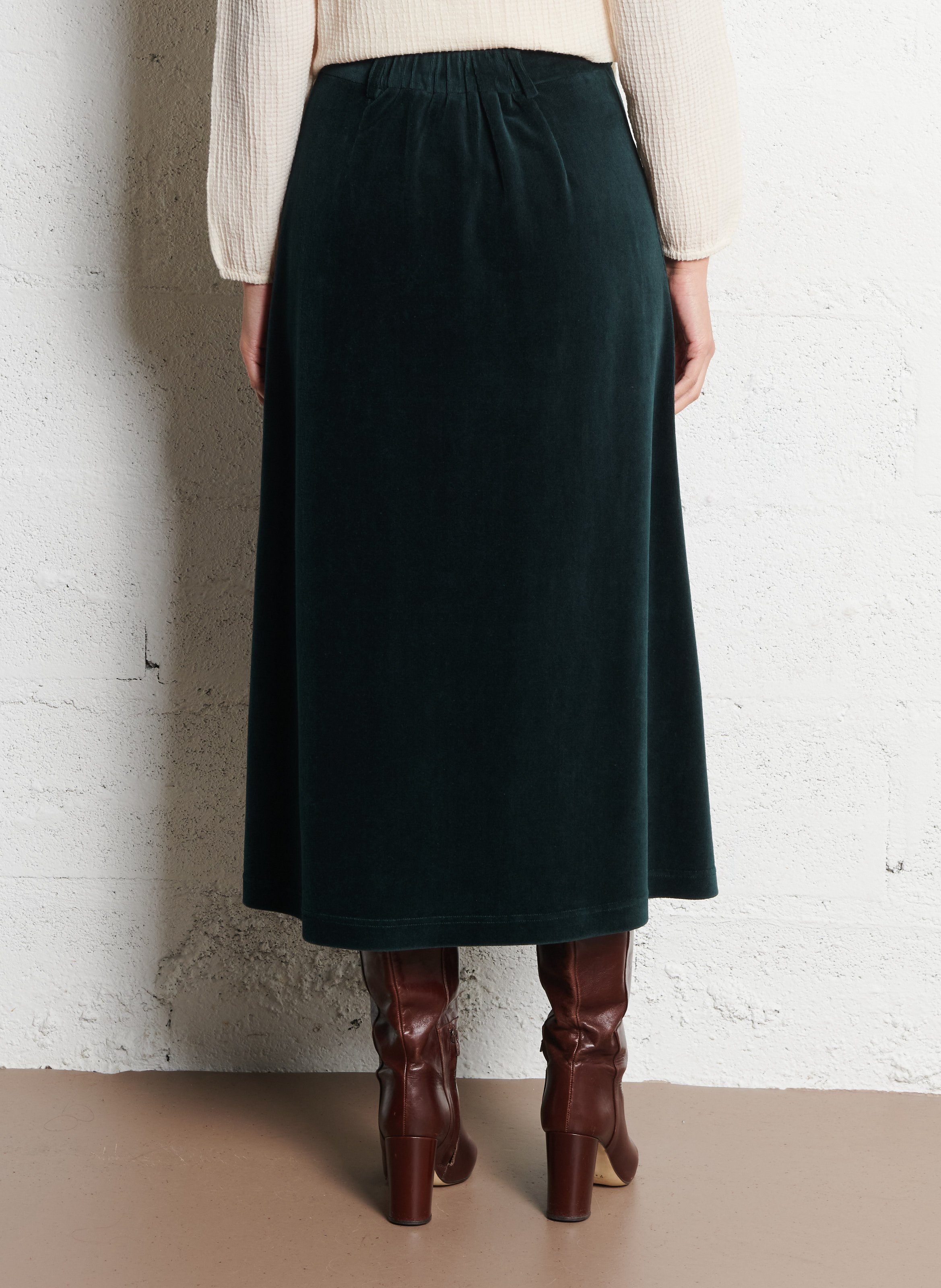 Jupe évasée en velours côtelé NICE THINGS Vert