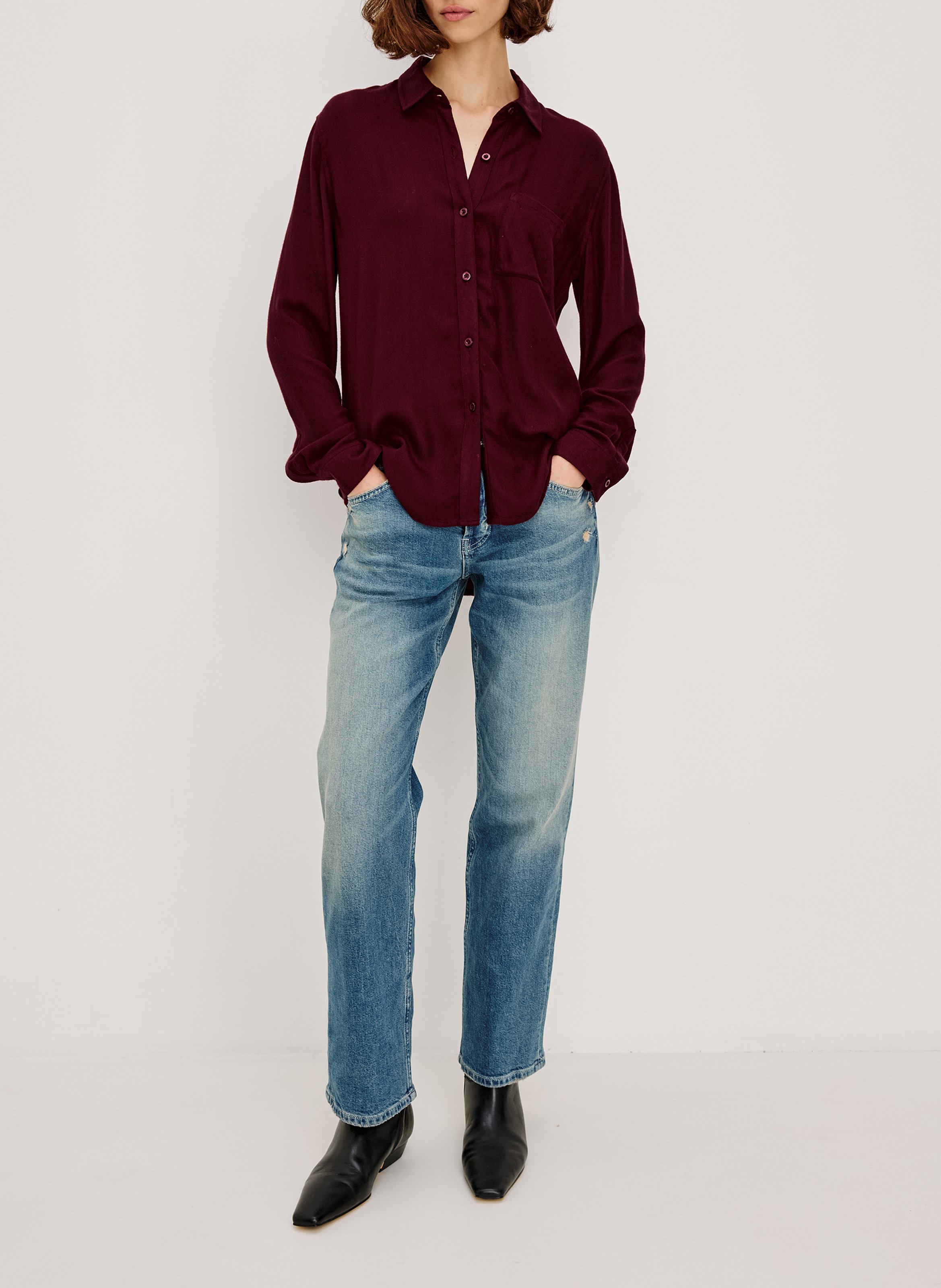 Chemise droite à carreaux RAILS Rouge