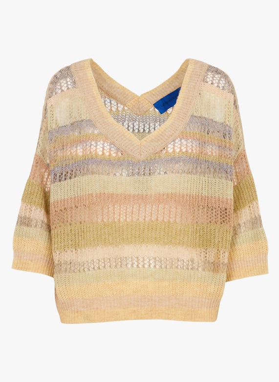 Maglione girocollo a maniche lunghe a righe, maglia grossa rigato Maglione girocollo a maniche lunghe a righe, maglia grossa rigato