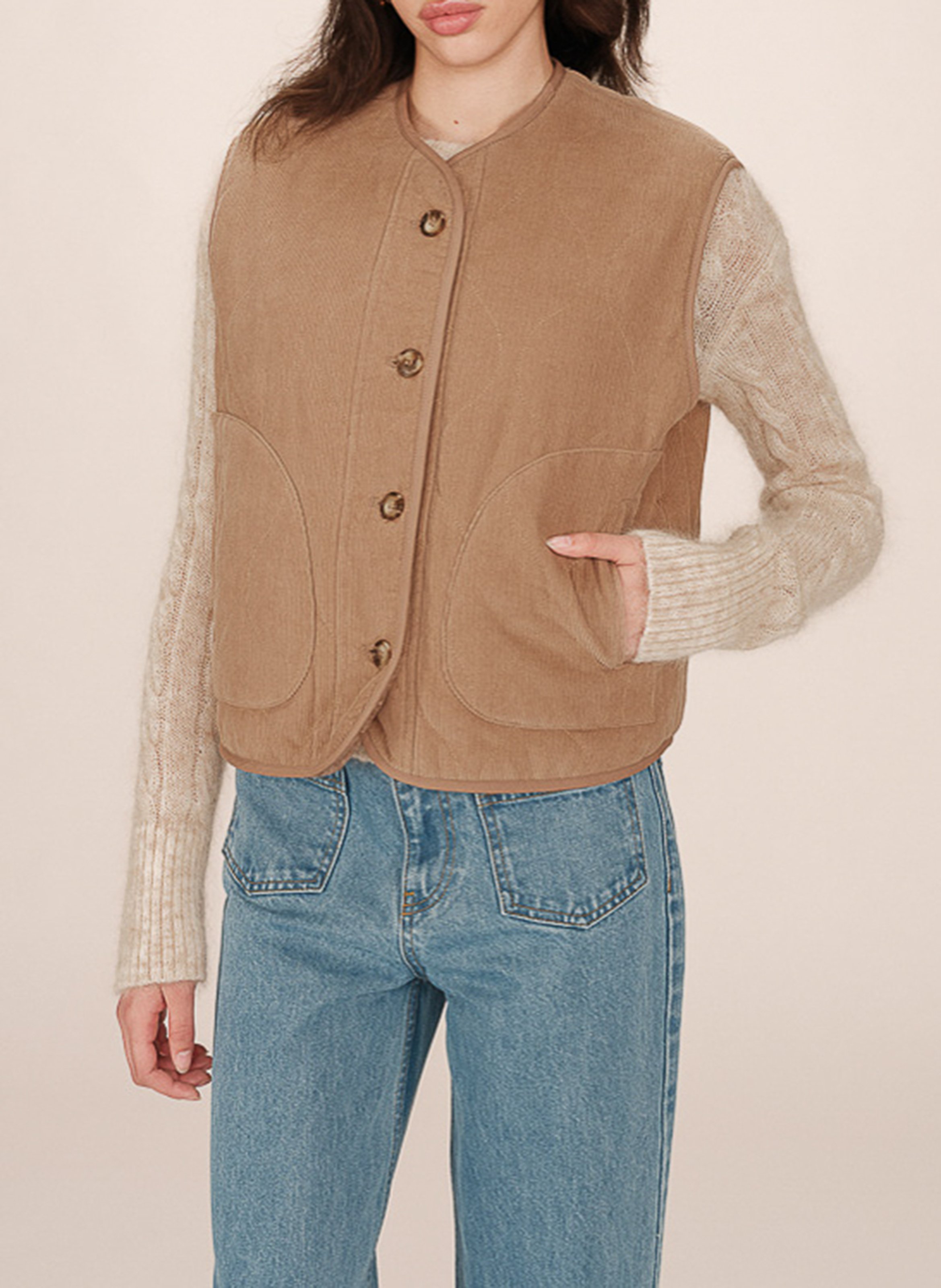 Sleeveless straight cotton jacket GRACE ET MILA