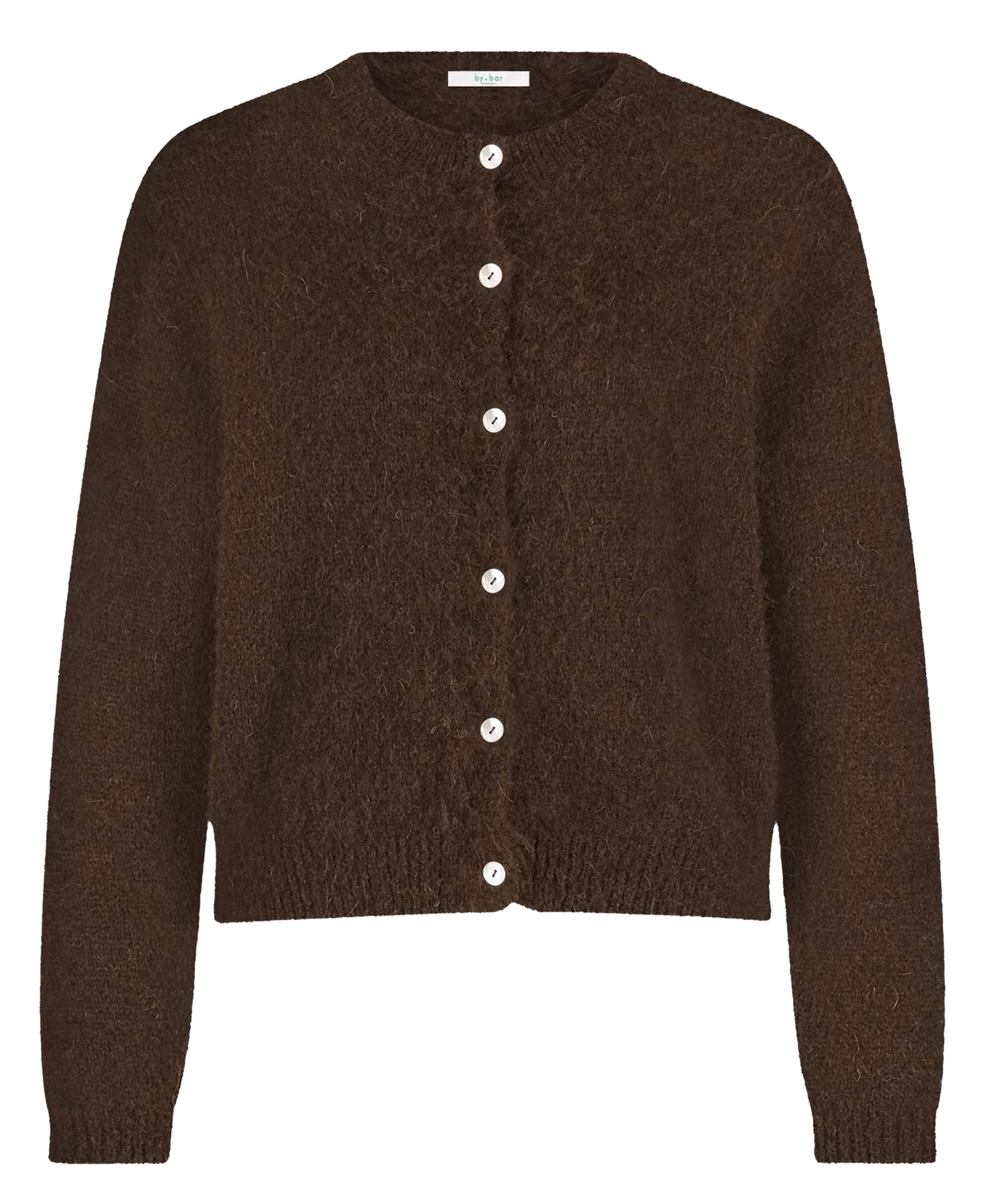 Gebreide cardigan met knopen van gemengde wol BY BAR Bruin