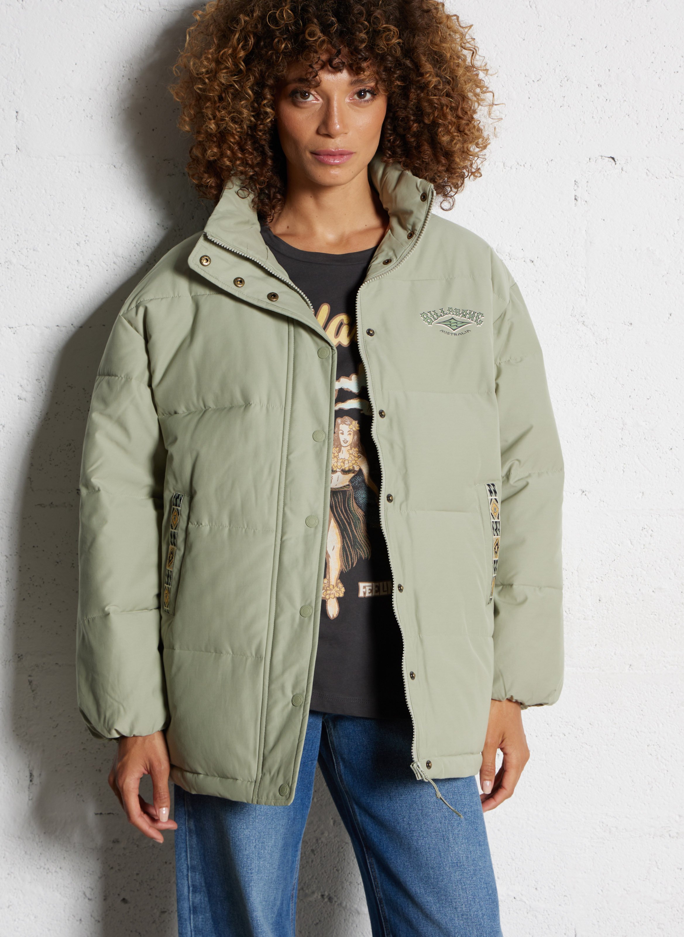 Doudoune col montant en coton mélangé BILLABONG Vert