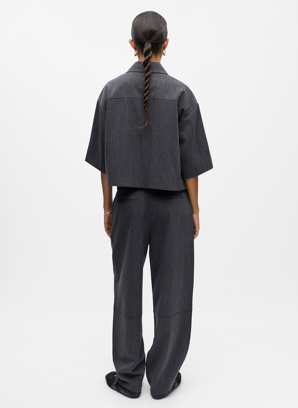 Chemise courte col classique OBJECT Gris