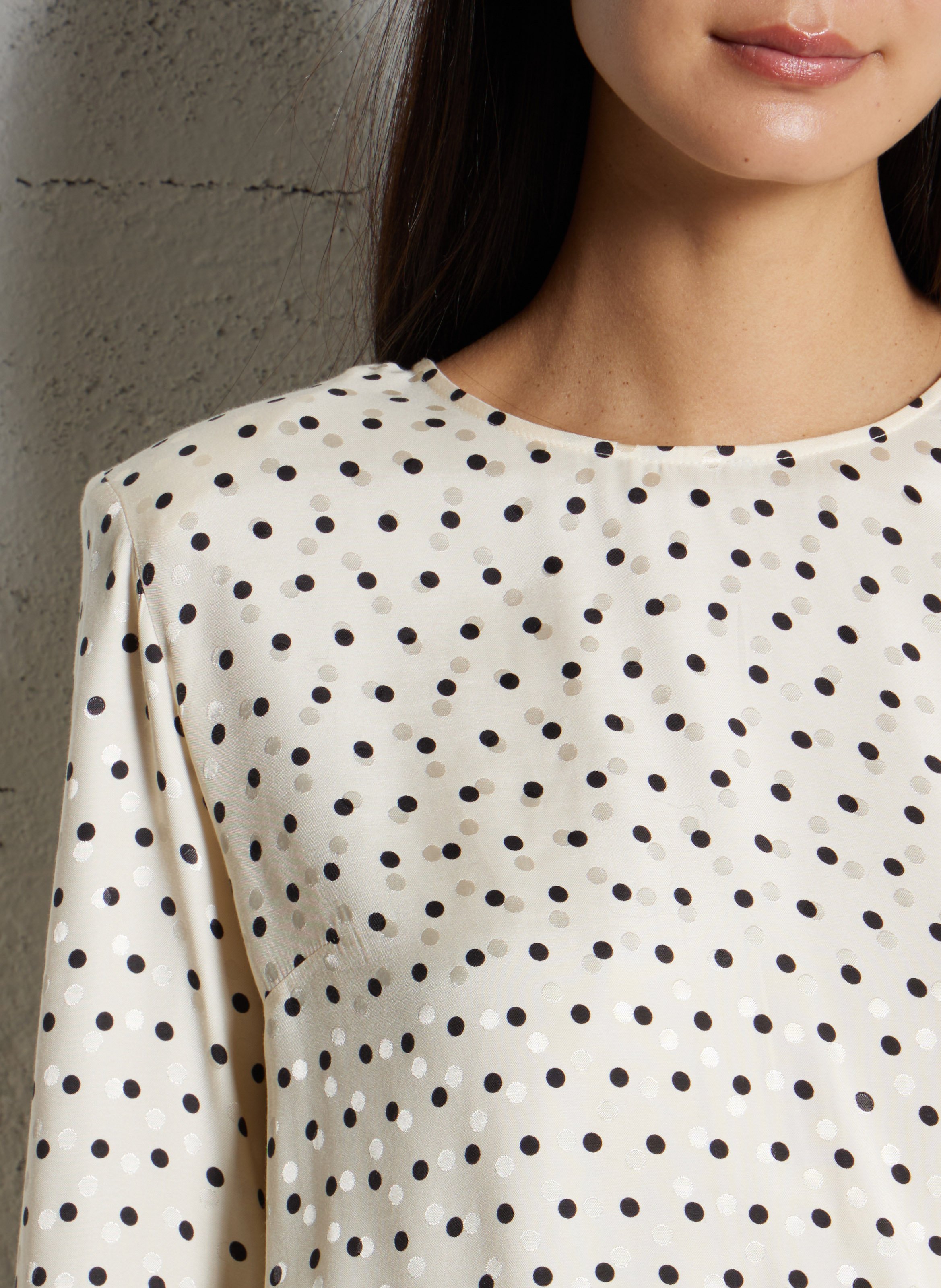 Polka dot round neck top DES PETITS HAUTS White