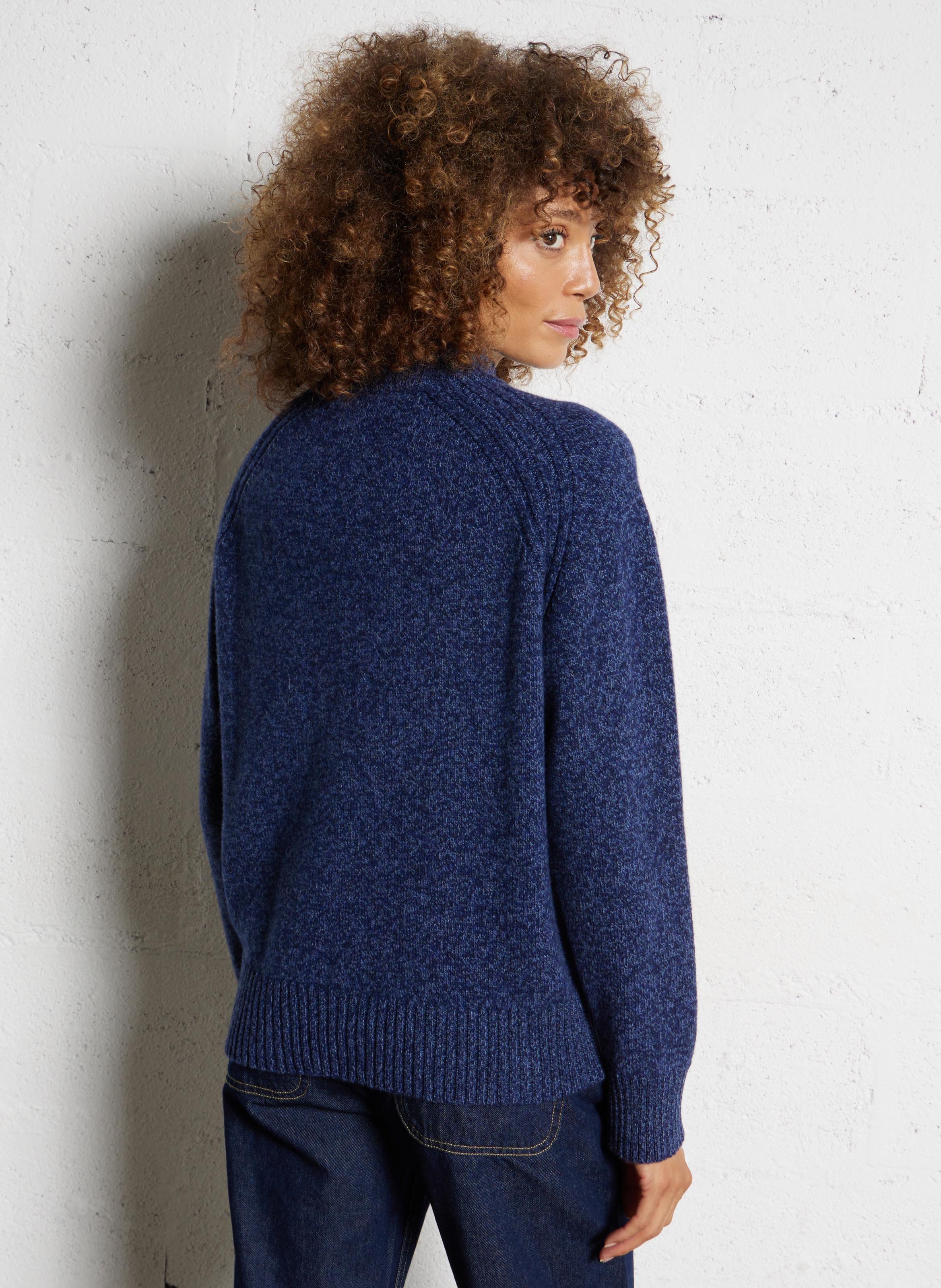 Pull droit col montant en laine ARMOR LUX Bleu
