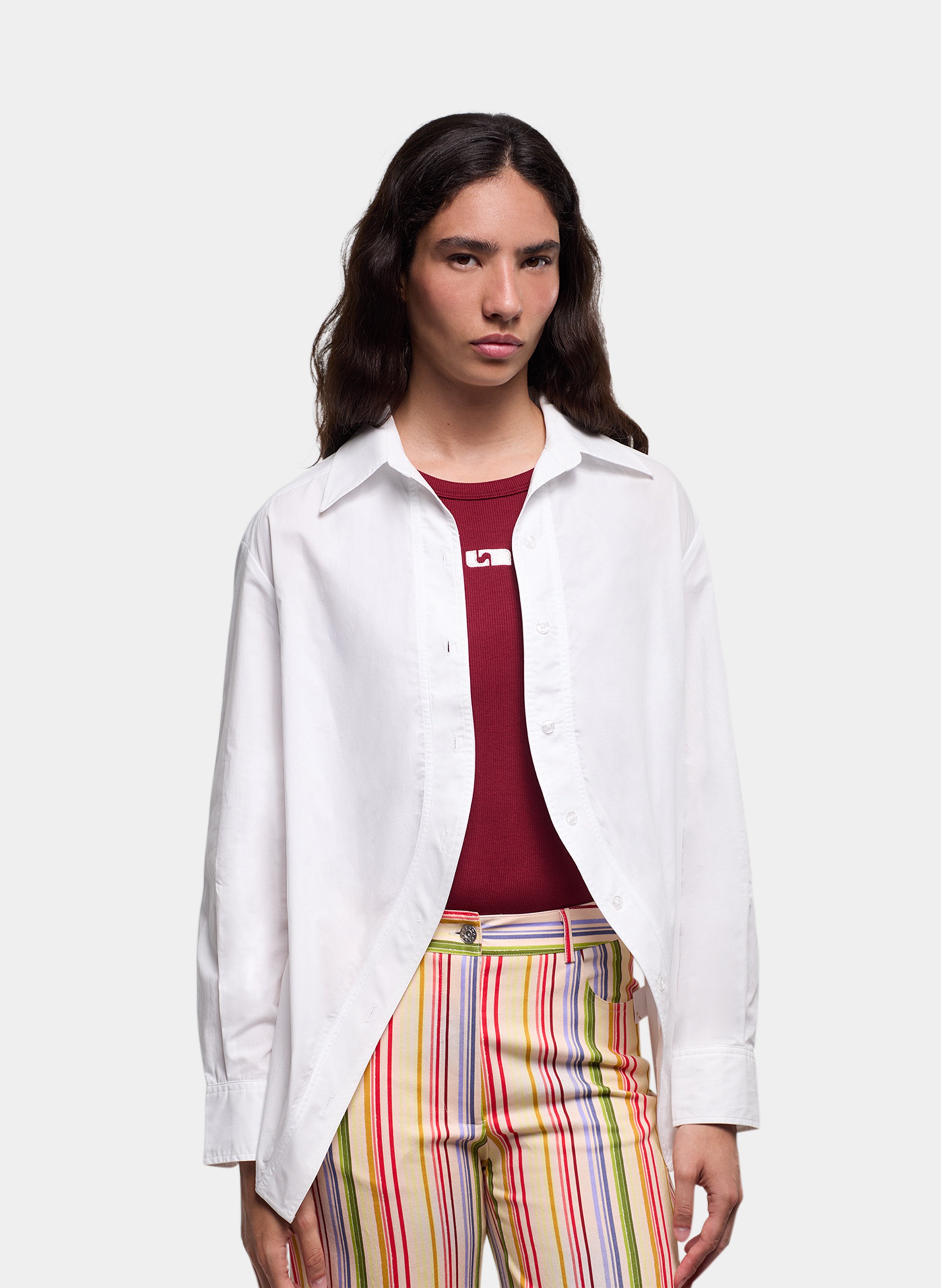 Flared plain cotton shirt LAAGAM White