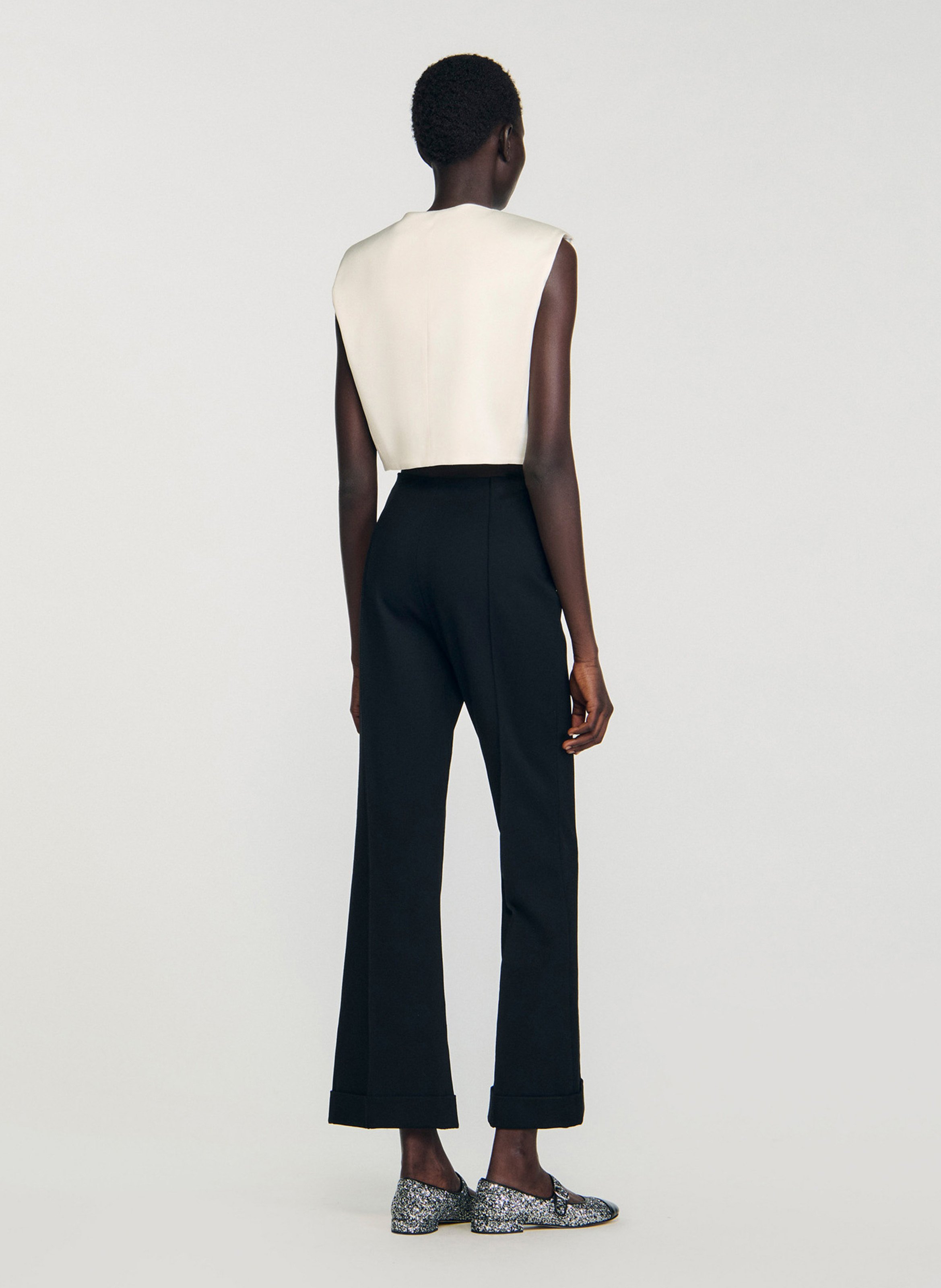 High-waisted flared pants SANDRO Black