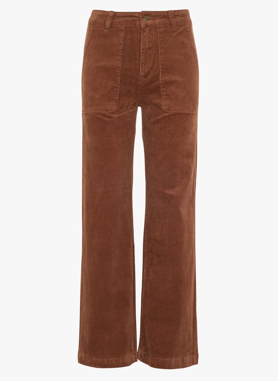 Pantalon taille haute droit en velours côtelé William Marron Wild